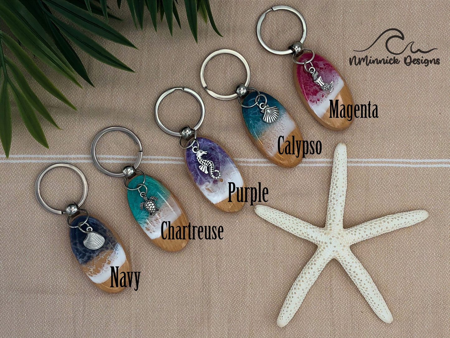 Resin Ocean Keychain with Beach Charm