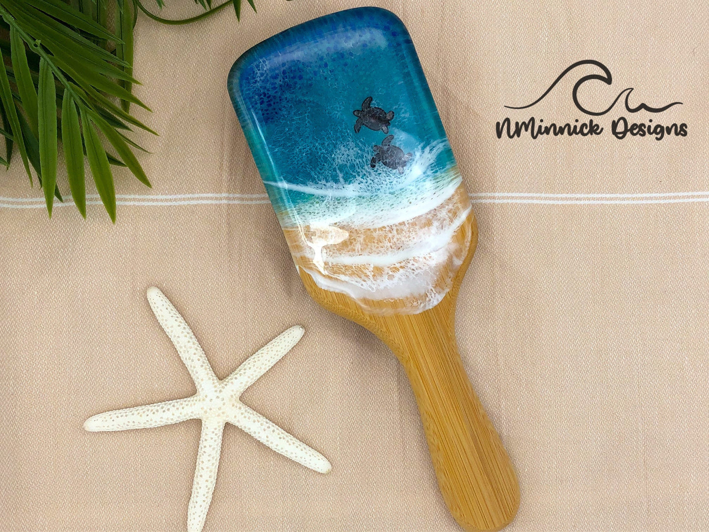 Ocean Resin Bamboo Detangling Hair Brush