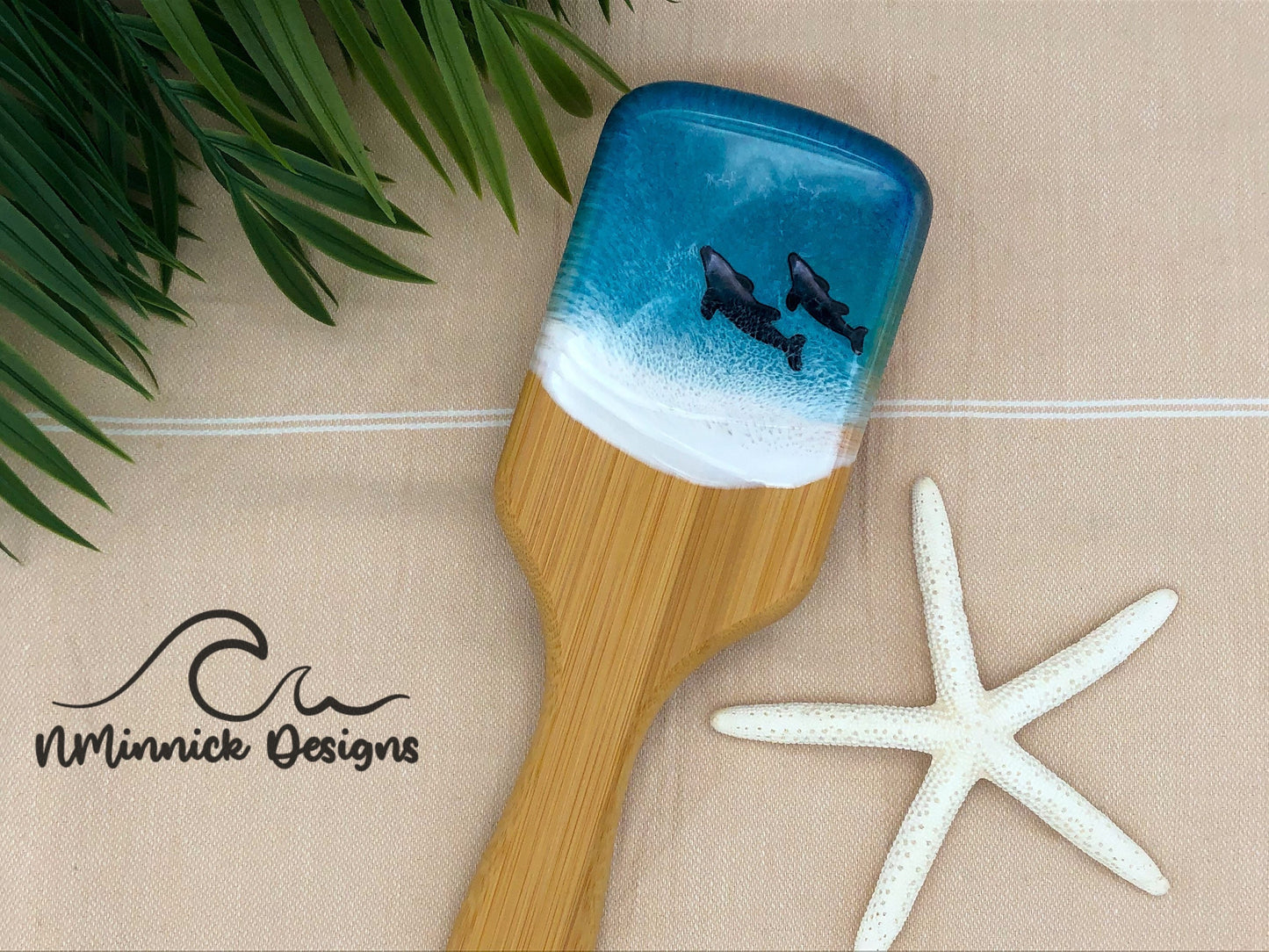 Ocean Resin Bamboo Detangling Hair Brush