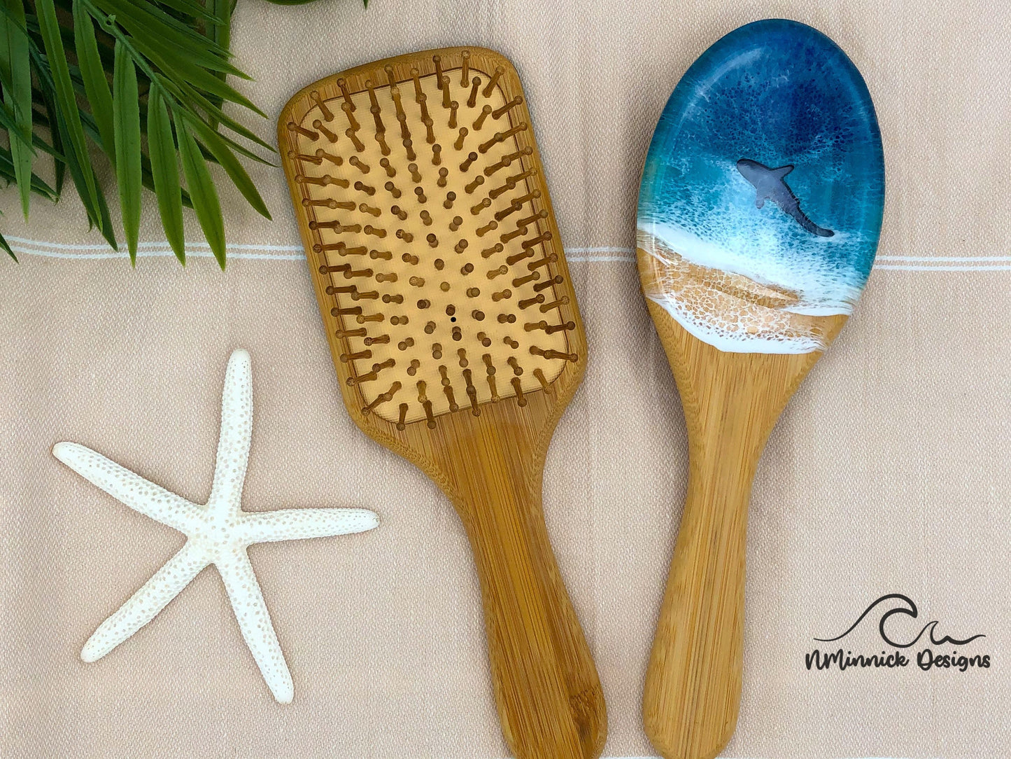 Ocean Resin Bamboo Detangling Hair Brush