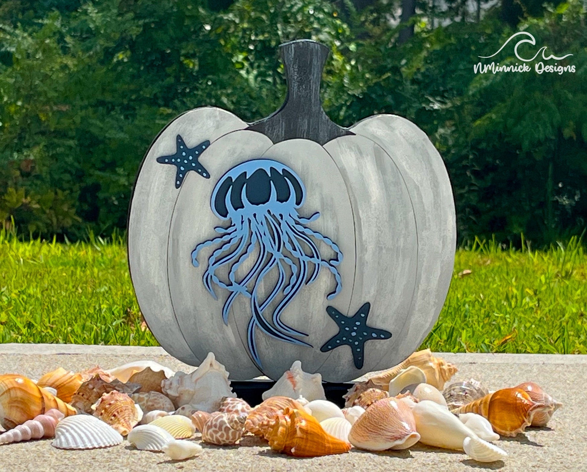 Coastal Pumpkin Fall Table Decor - Jellyfish