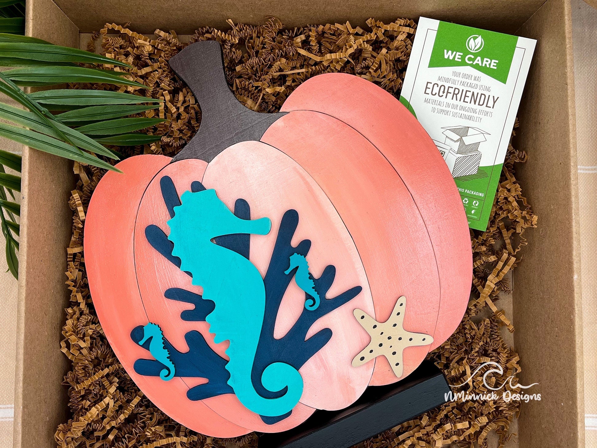 Coastal Pumpkin Fall Table Decor - Seahorse