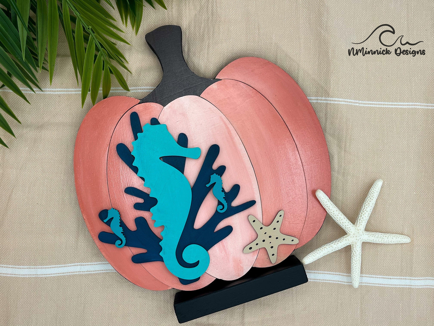 Coastal Pumpkin Fall Table Decor - Seahorse