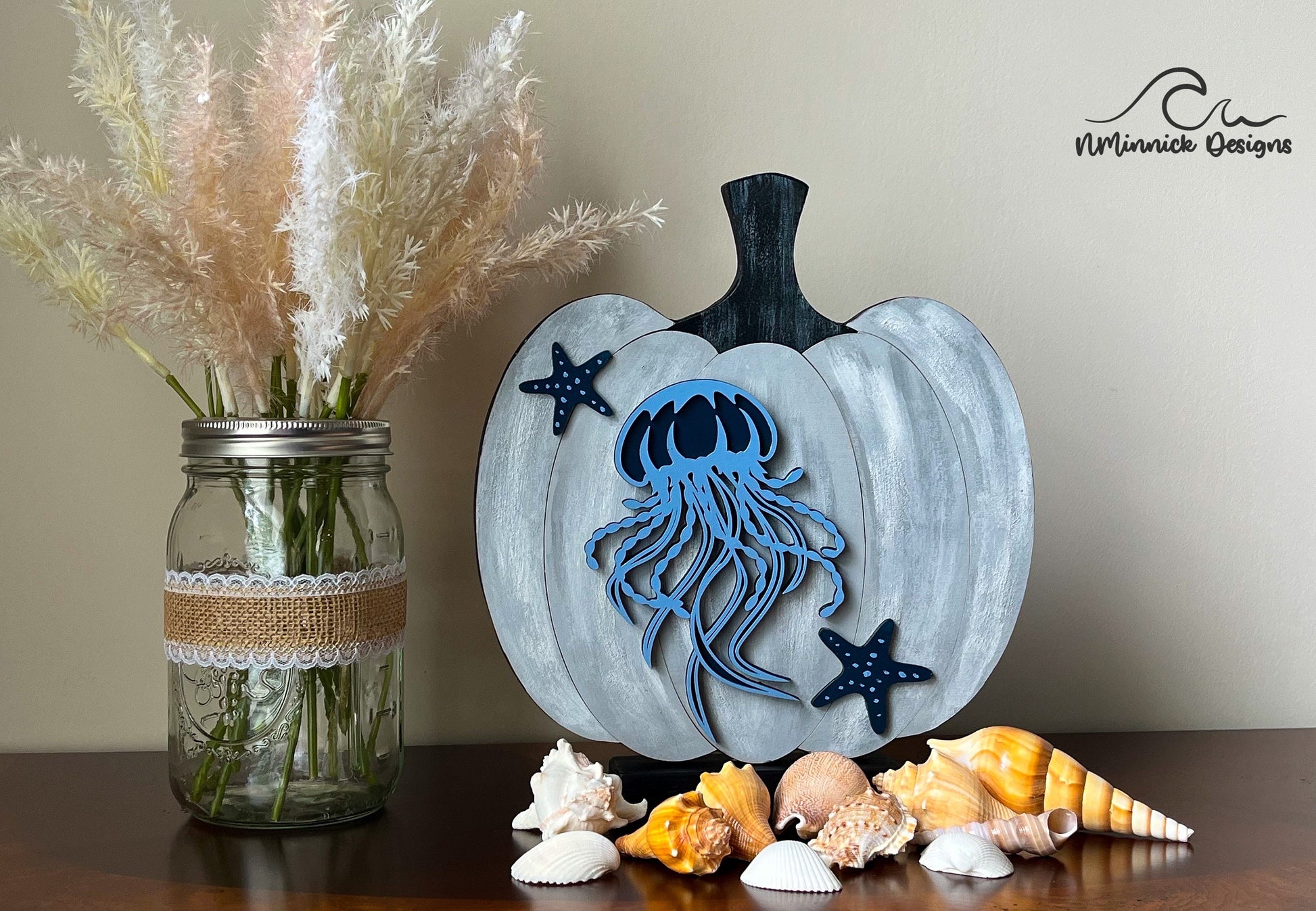 Coastal Pumpkin Fall Table Decor - Jellyfish