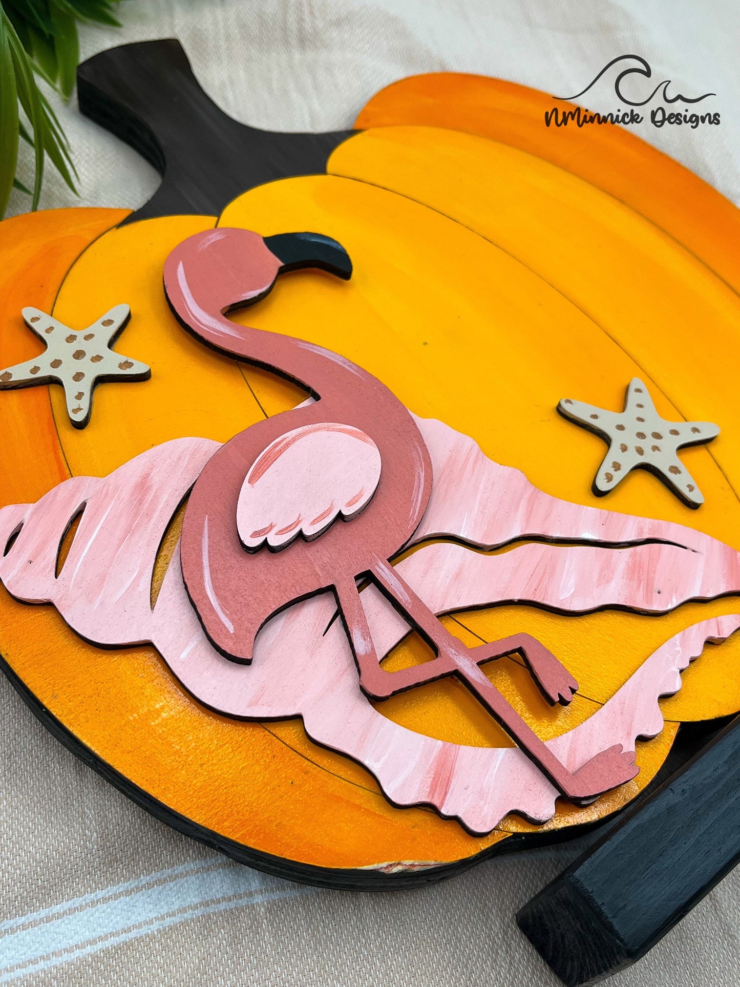 Coastal Pumpkin Fall Table Decor - Flamingo
