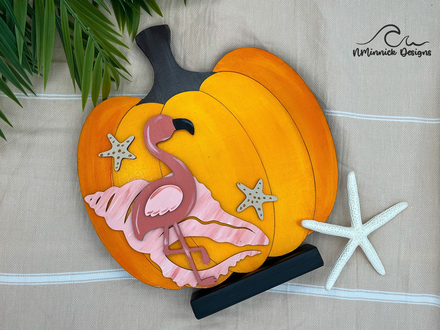 Coastal Pumpkin Fall Table Decor - Flamingo