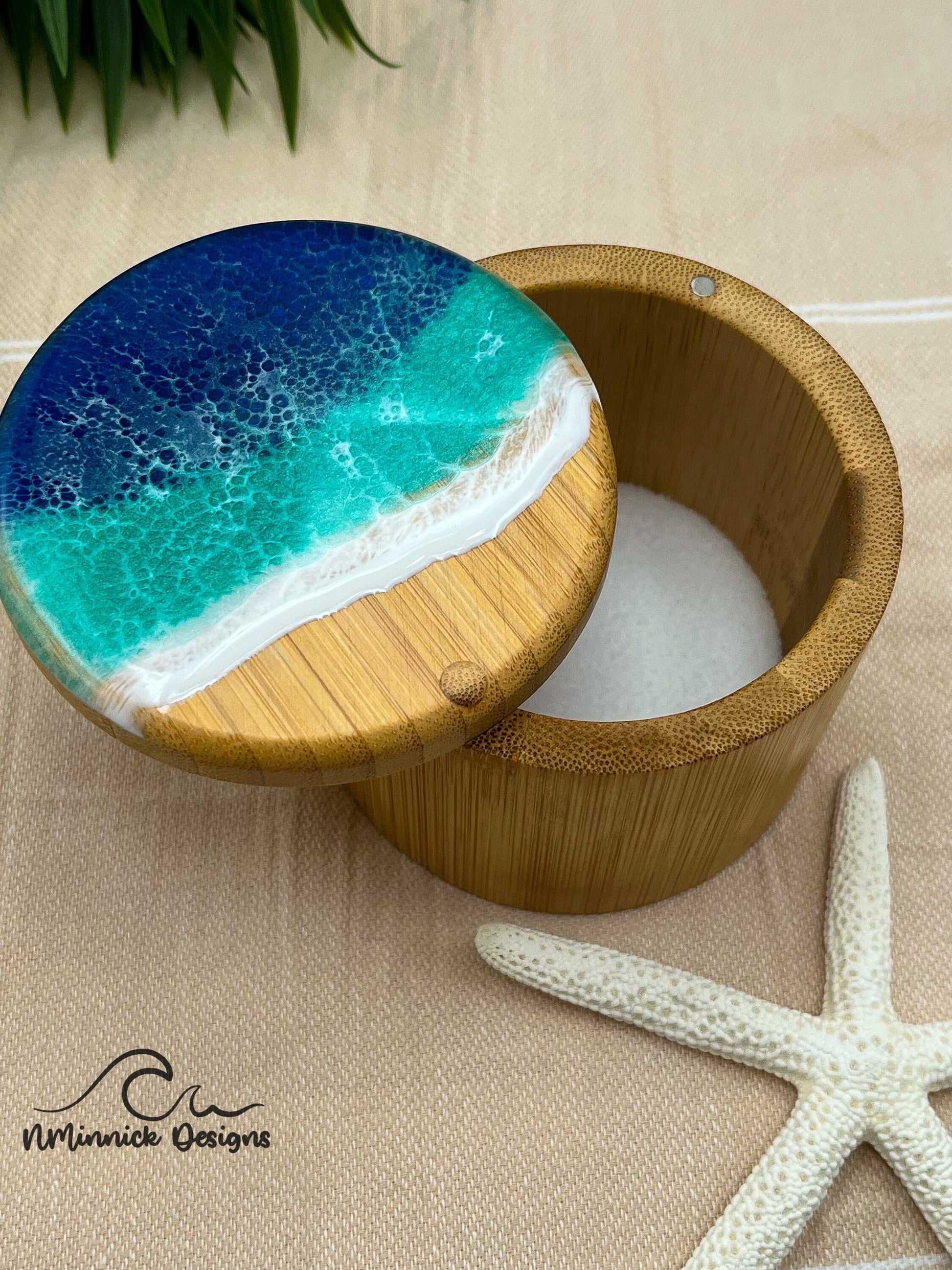 Ocean Resin Bamboo Single Salt Cellar and Storage Box