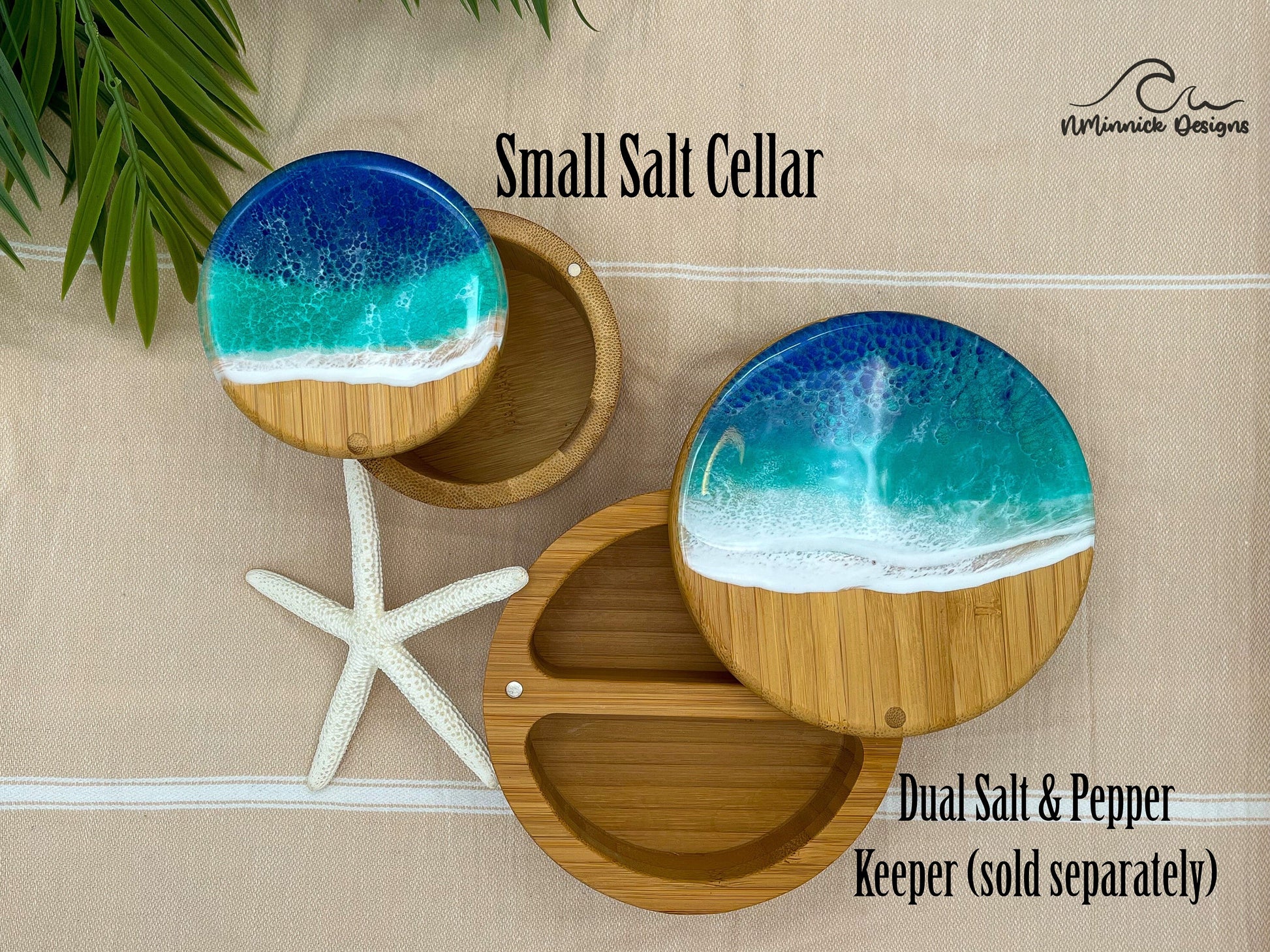 Ocean Resin Bamboo Single Salt Cellar and Storage Box