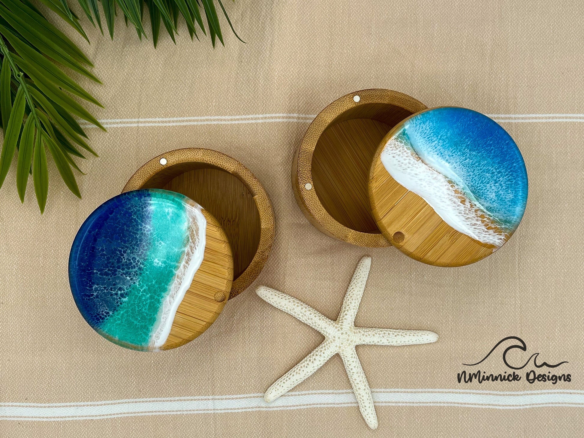 Ocean Resin Bamboo Single Salt Cellar and Storage Box