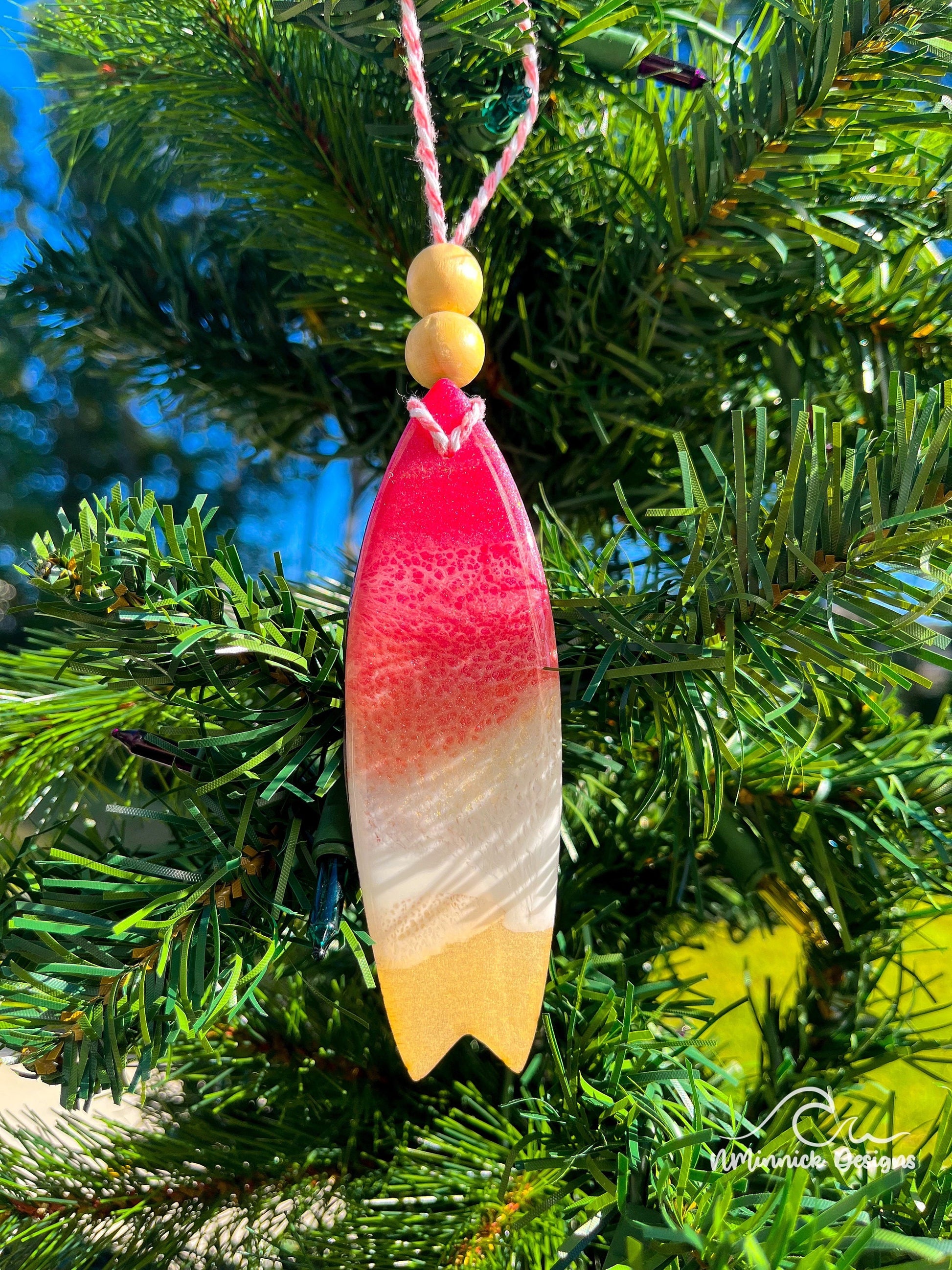 Surfboard Beach Christmas Ornament