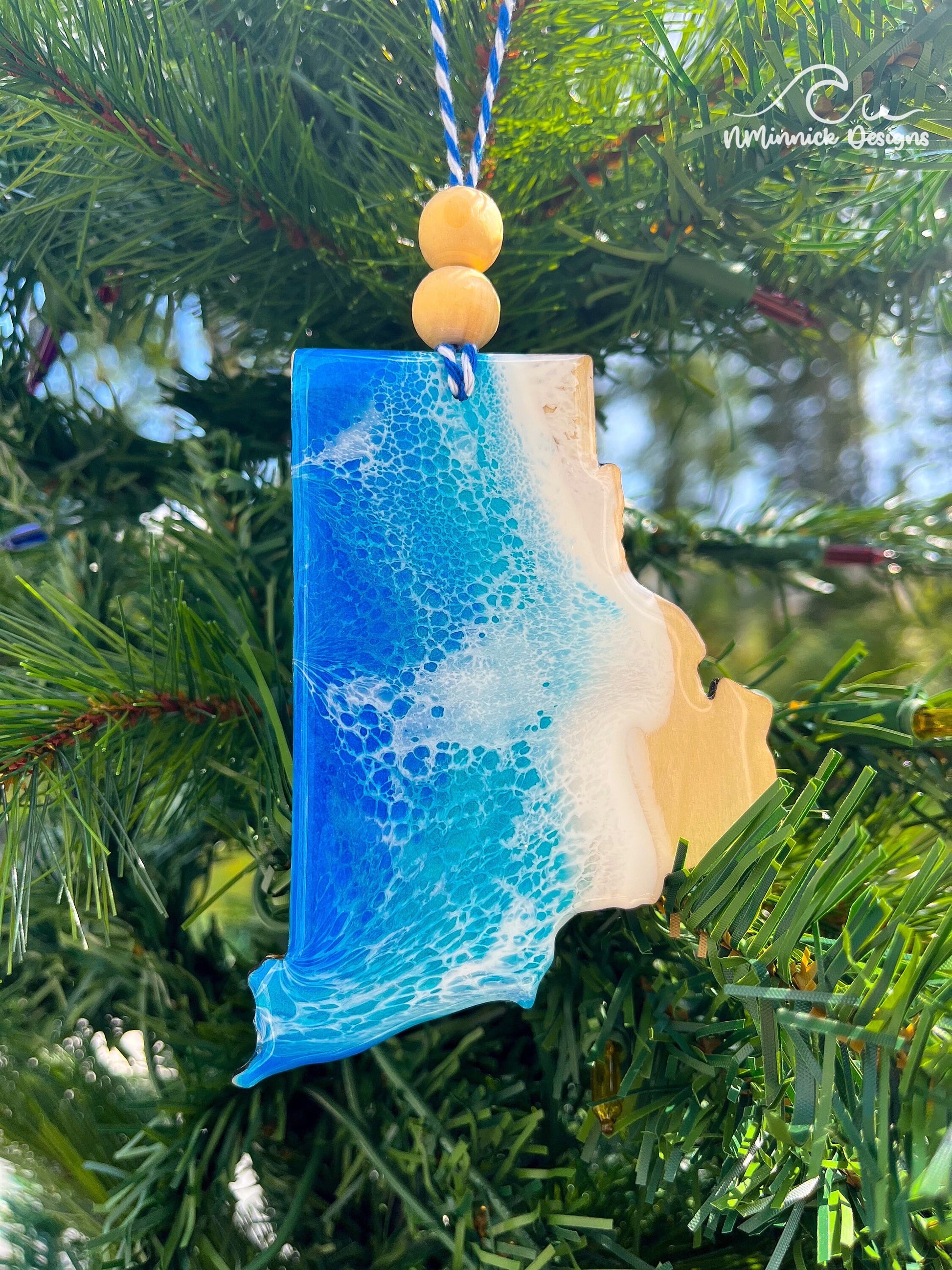 Rhode Island Beach Christmas Ornament