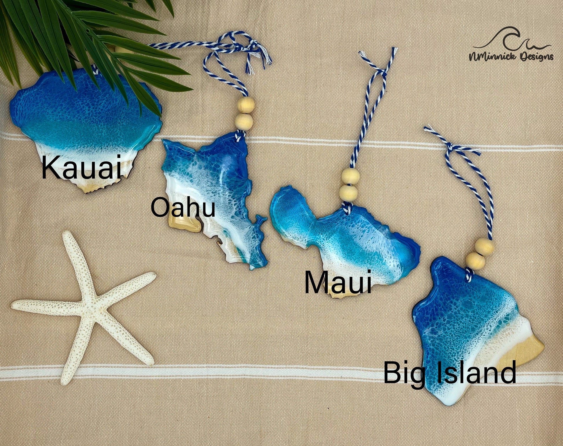 Hawaii Beach Christmas Ornaments - Hawaii, Maui, Oahu, Kauai