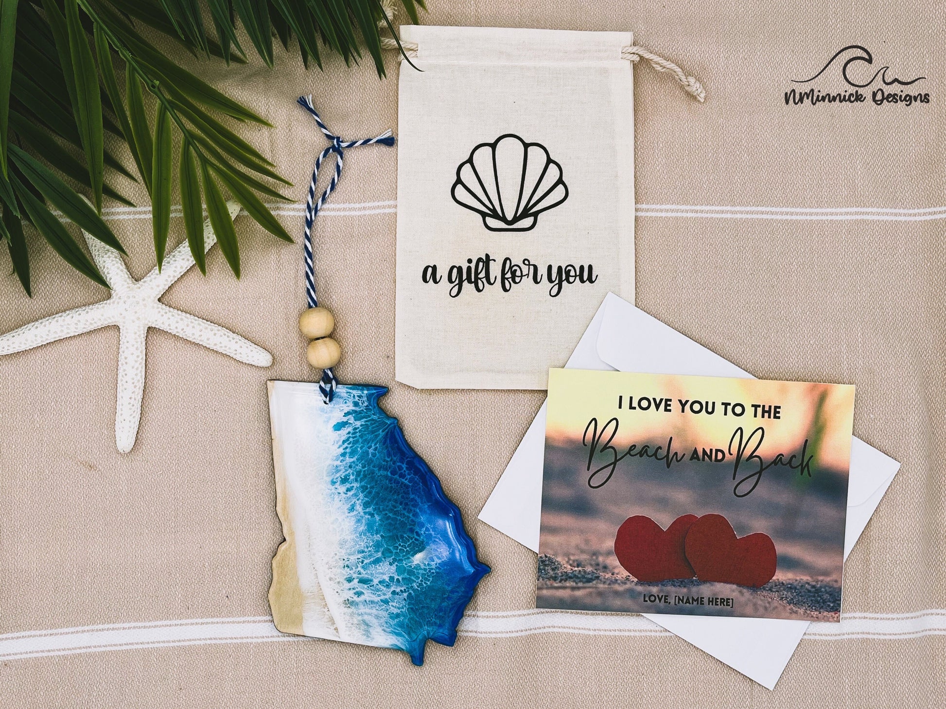 Georgia Ocean Ornament Gift Box with Keepsake Ornament Gift Bag and Custom Card