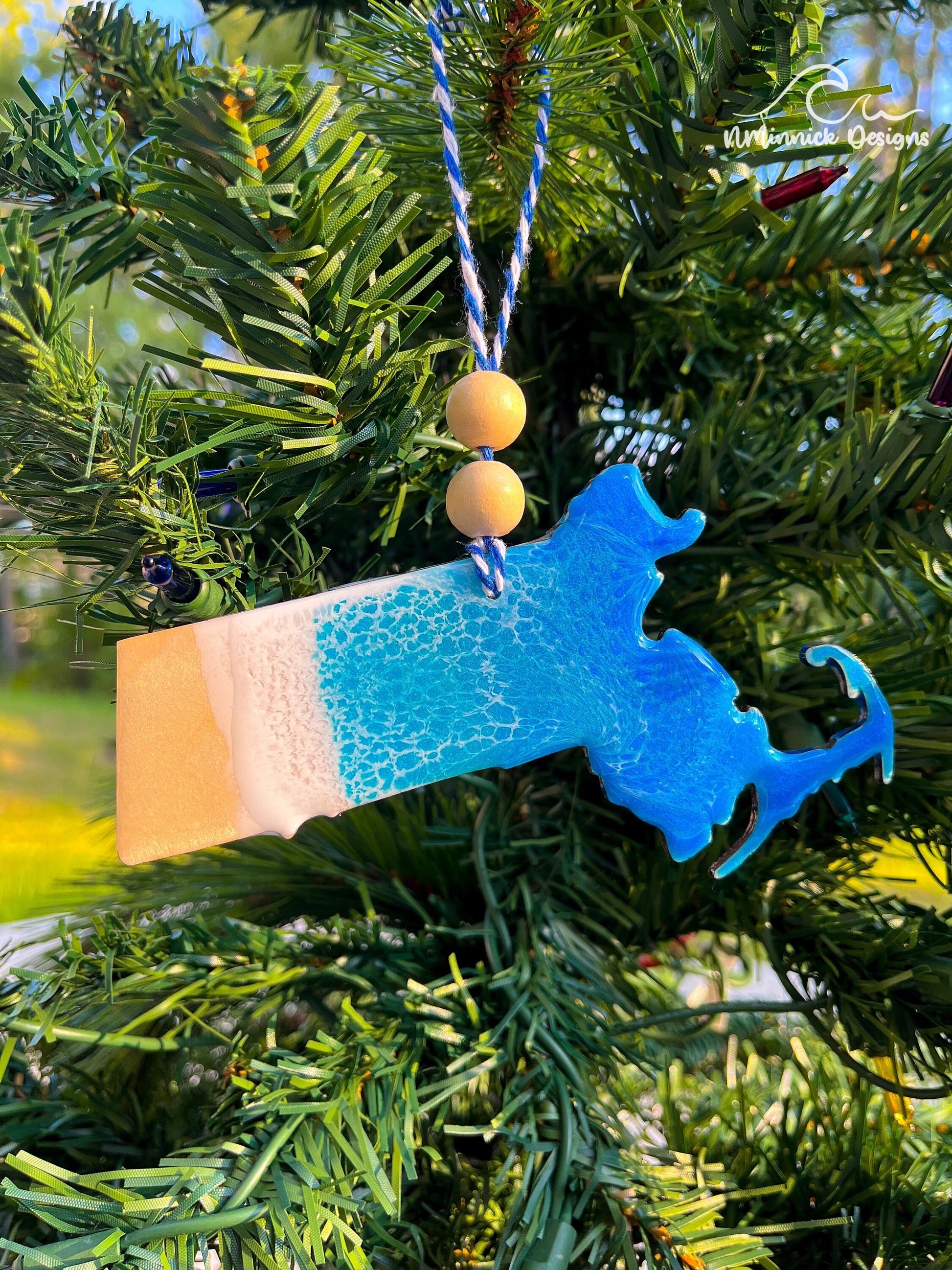 Massachusetts Ornament Gift Box with Keepsake Ornament Gift Bag and Custom Card
