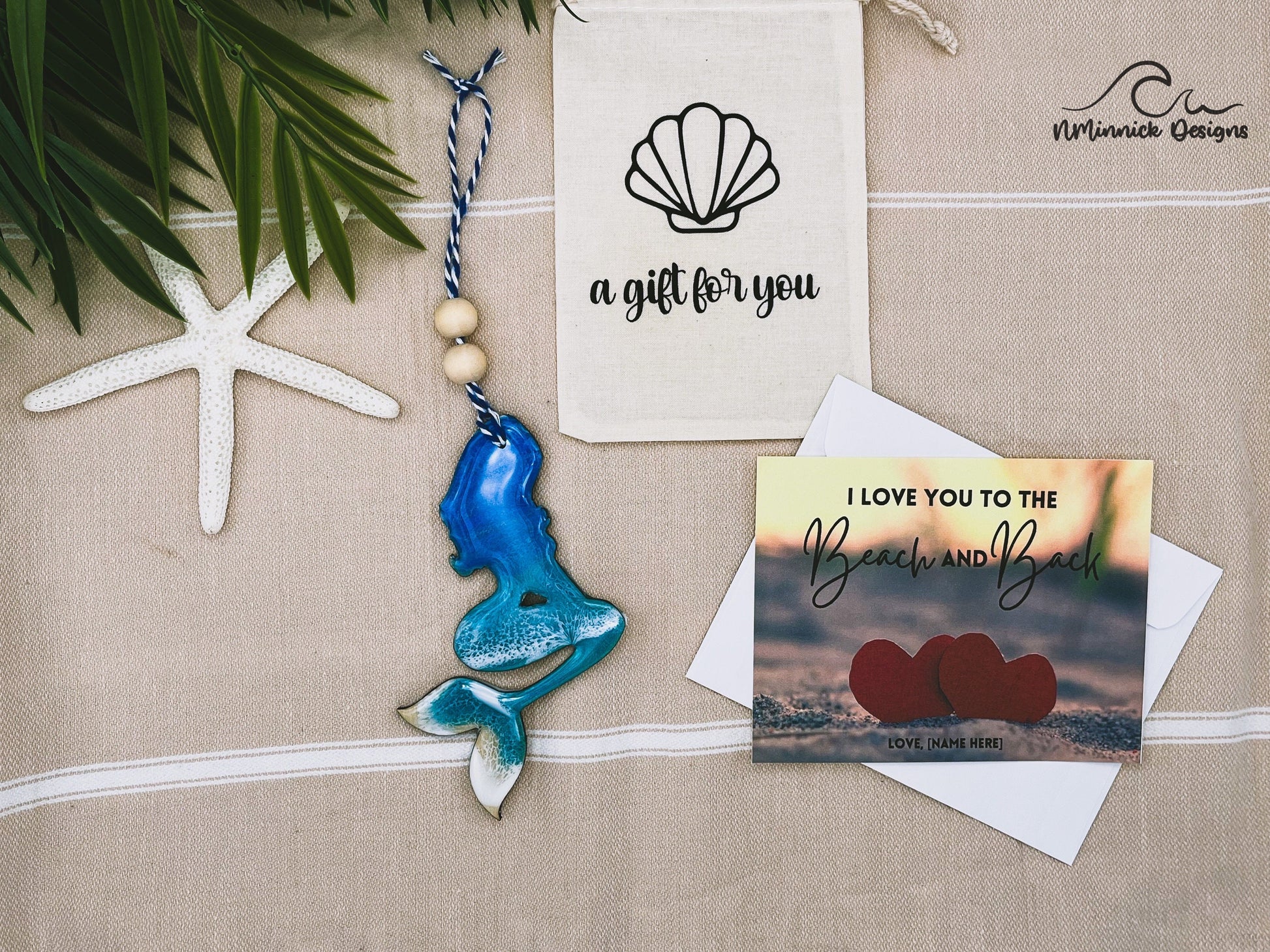 Mermaid Ornament Gift Box with Keepsake Gift Bag and Custom Card