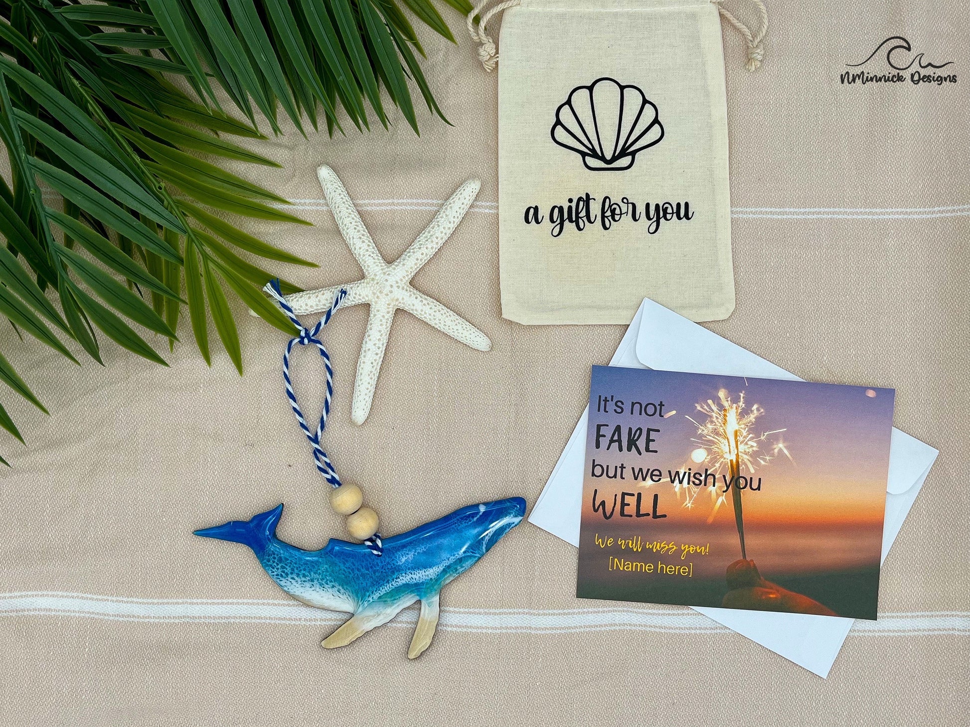 Humpback Whale Ornament Gift Box with Keepsake Ornament Gift Bag and Custom Card
