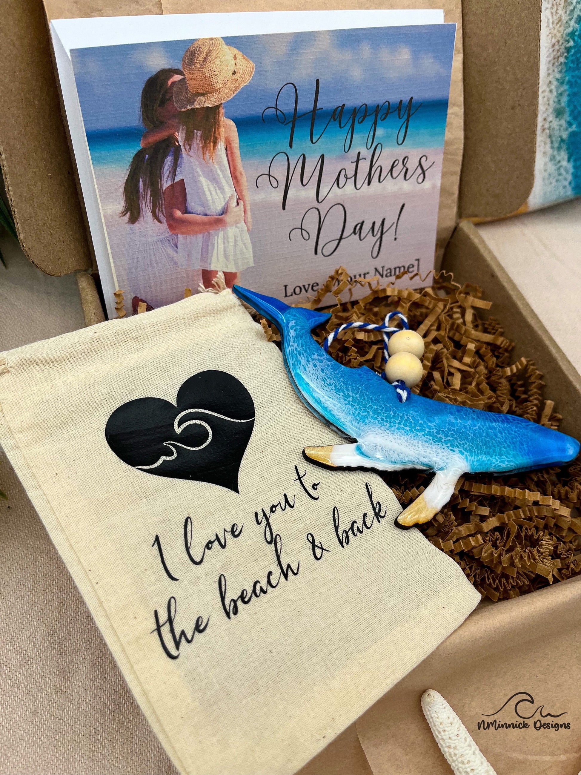 Humpback Whale Ornament Gift Box with Keepsake Ornament Gift Bag and Custom Card