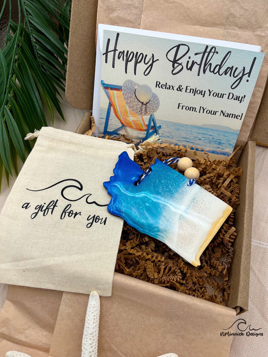 Washington Beach Ornament Gift Box with Keepsake Gift Bag and Custom Card
