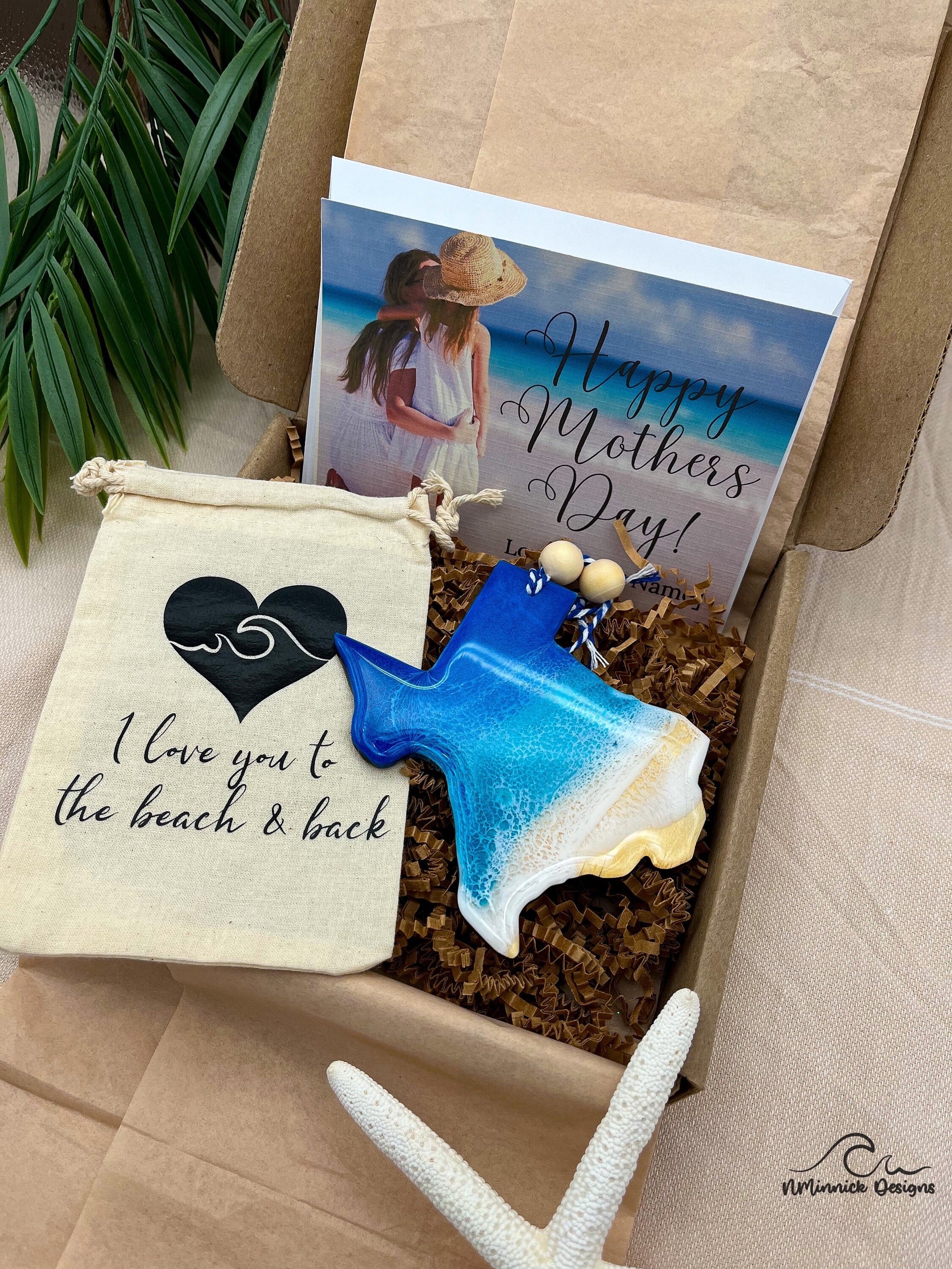 Texas Beach Ornament Gift Box with Keepsake Gift Bag and Custom Card