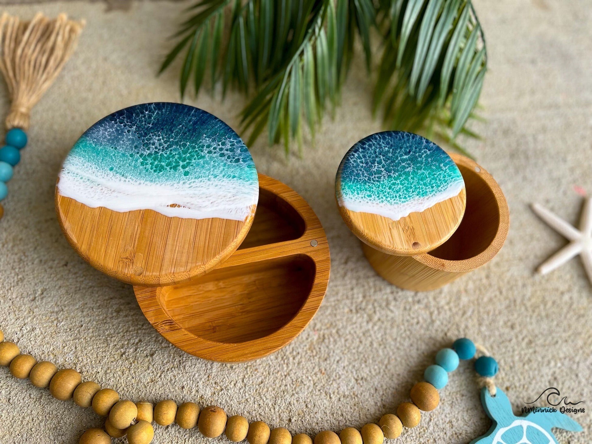 Ocean Resin Bamboo Single Salt Cellar and Storage Box