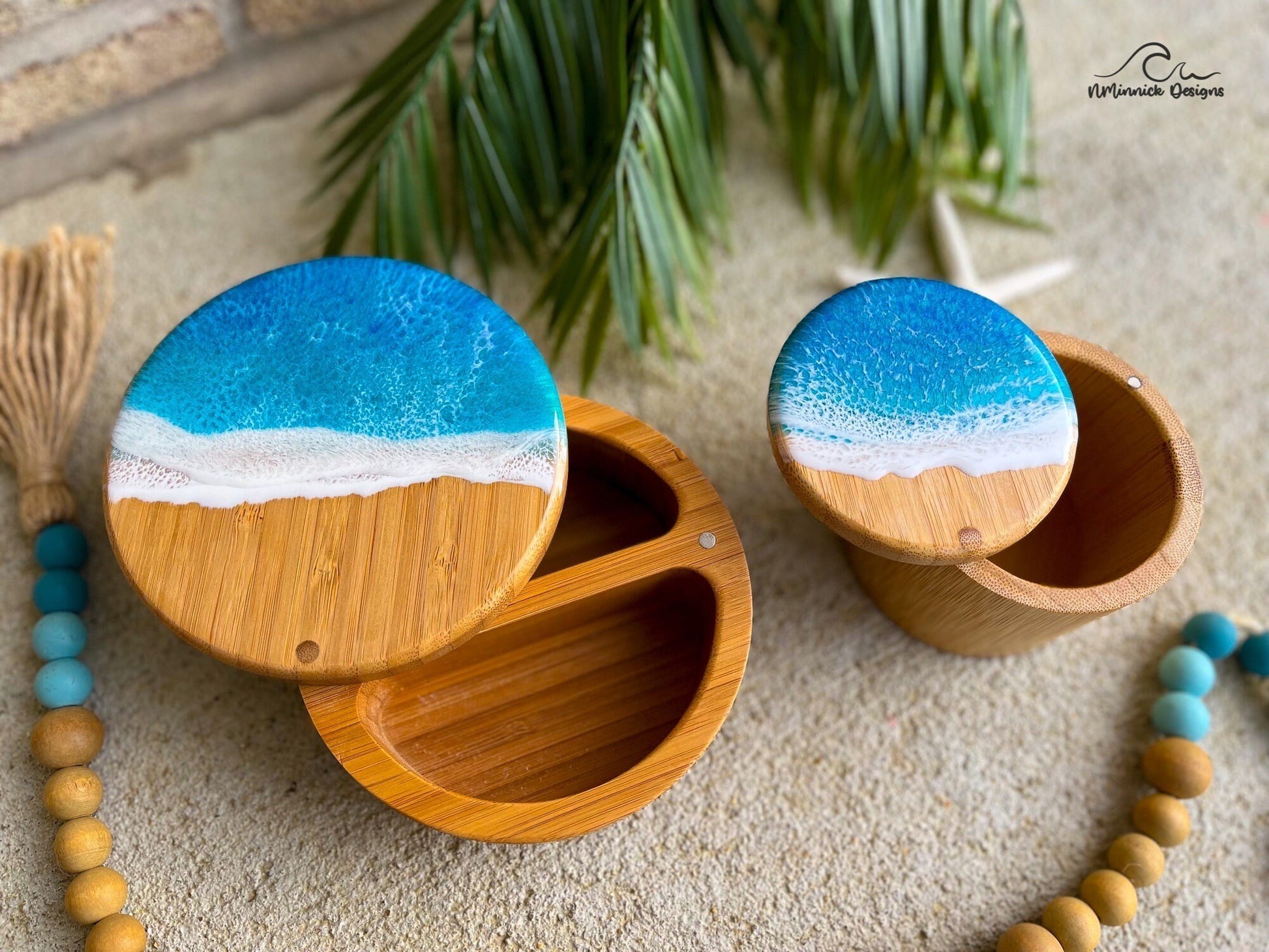 Ocean Resin Bamboo Single Salt Cellar and Storage Box