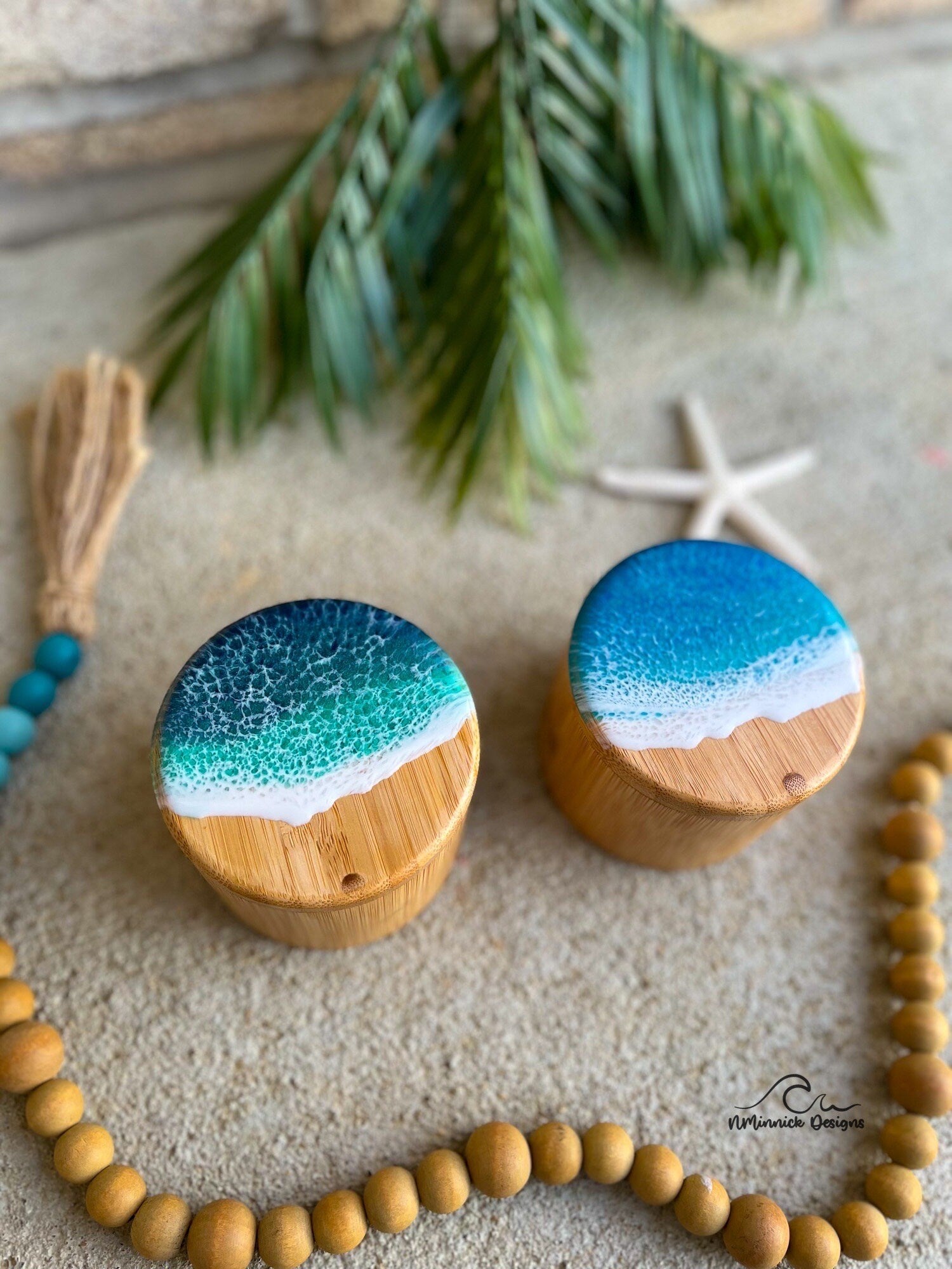 Ocean Resin Bamboo Single Salt Cellar and Storage Box