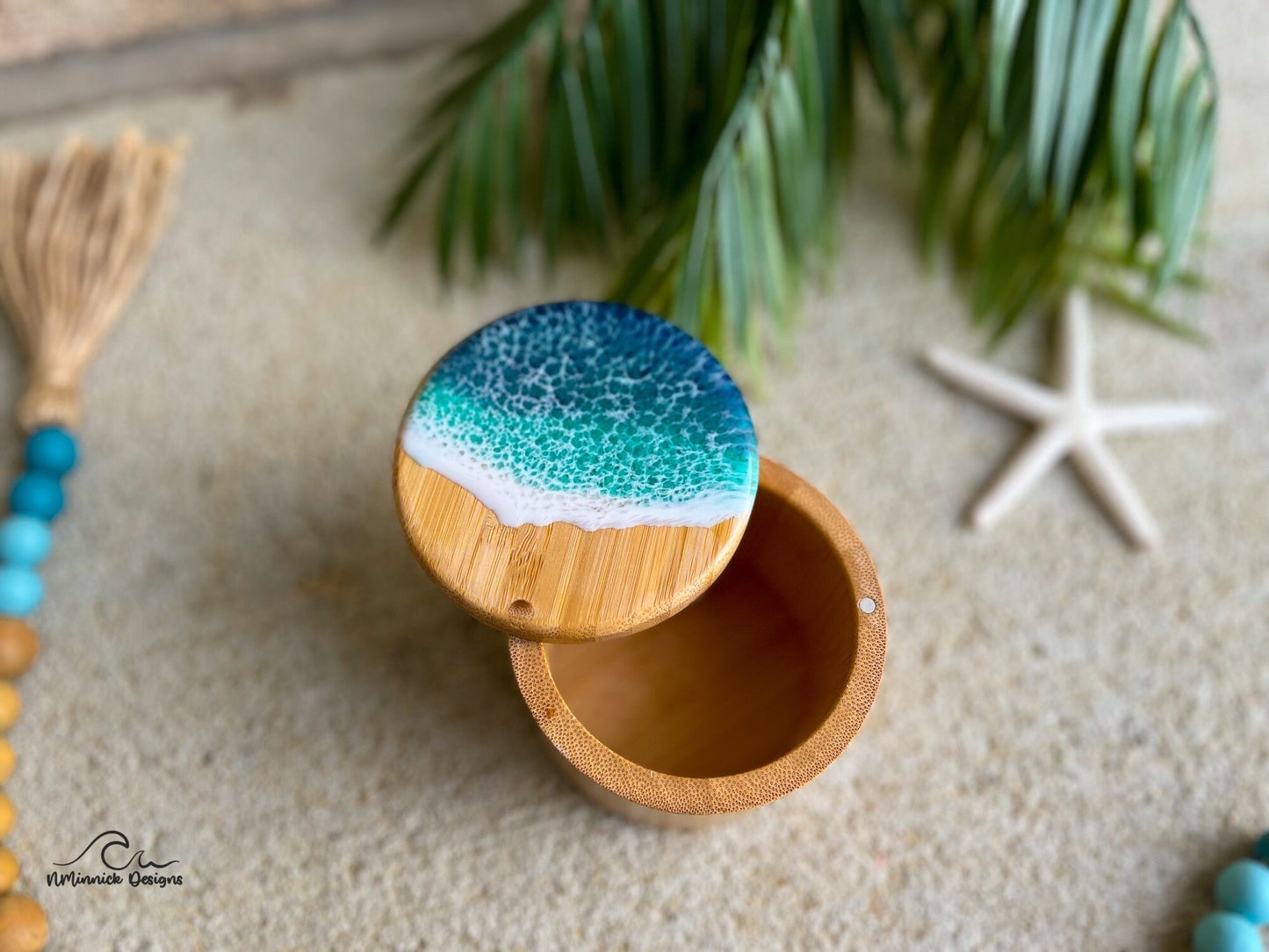 Ocean Resin Bamboo Single Salt Cellar and Storage Box