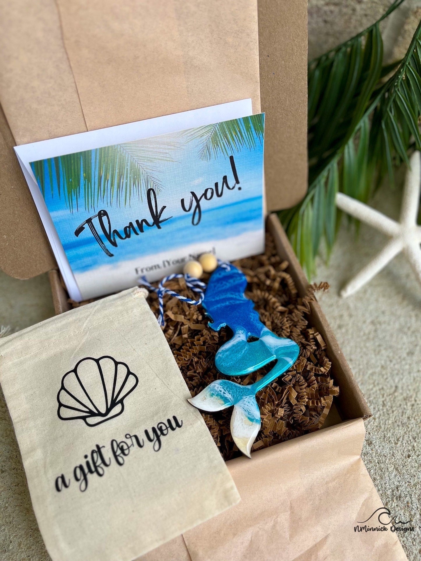 Mermaid Ornament Gift Box with Keepsake Gift Bag and Custom Card
