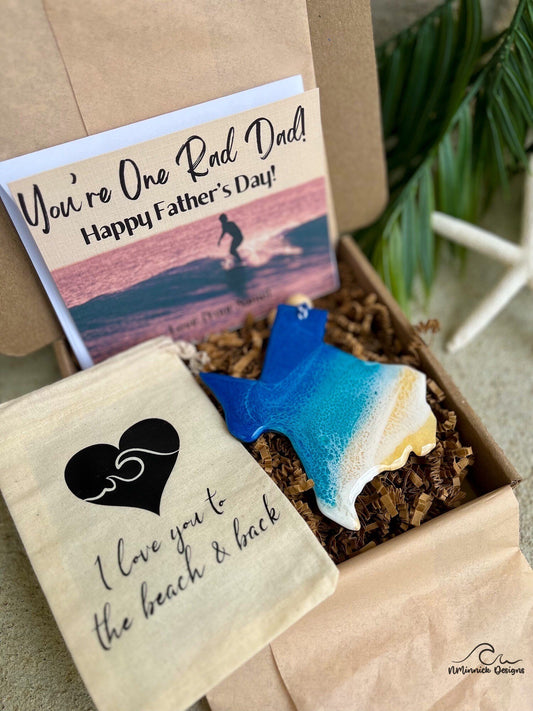 Texas Beach Ornament Gift Box with Keepsake Gift Bag and Custom Card