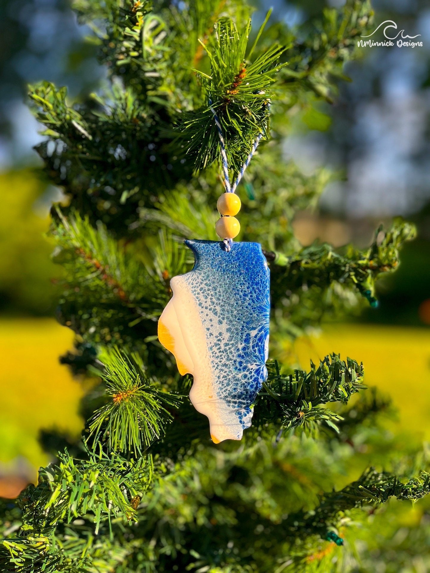 Illinois Lake Resin Ornament, Handmade Christmas Ornaments, Wood and Resin, Lake Life, Unique State Gift