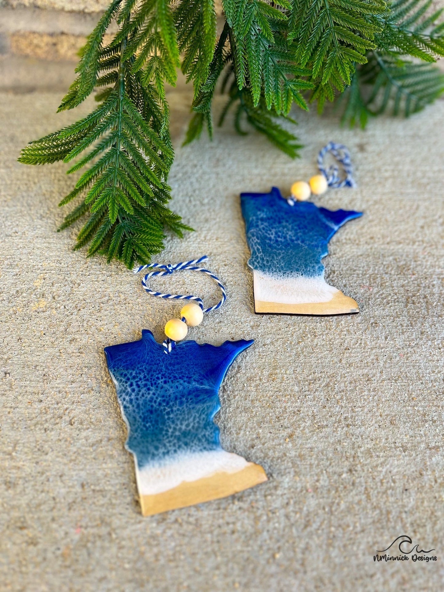 Minnesota Lake Ornament, Handmade Gift, Lake Superior, Lake House Decor, State Ornament, Resin Art