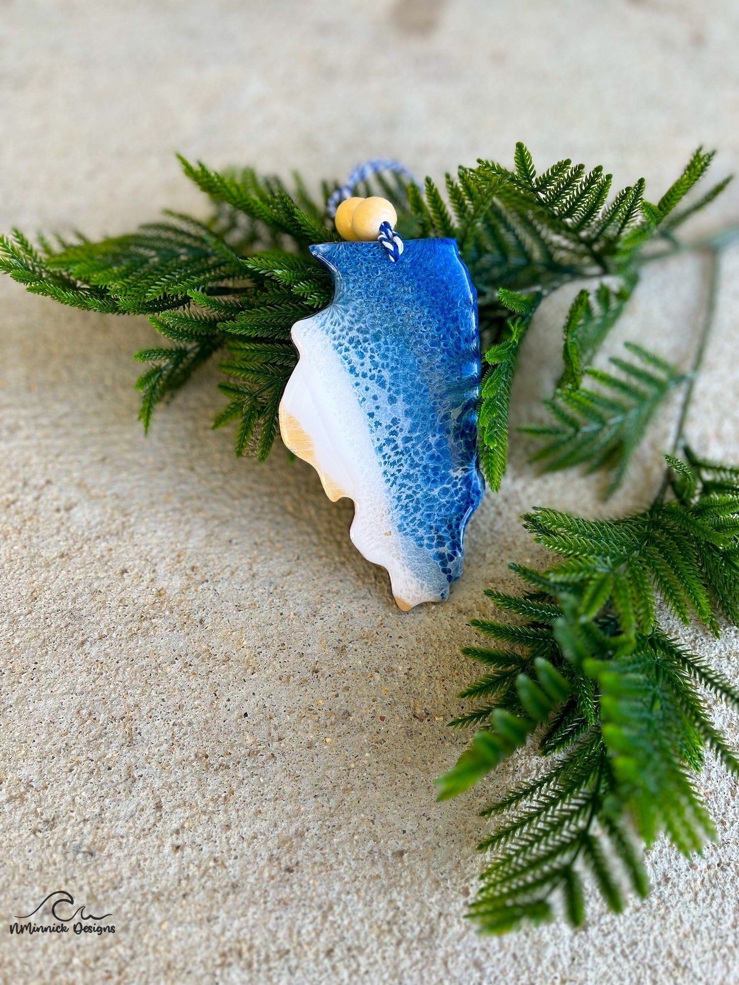 Illinois Lake Resin Ornament, Handmade Christmas Ornaments, Wood and Resin, Lake Life, Unique State Gift