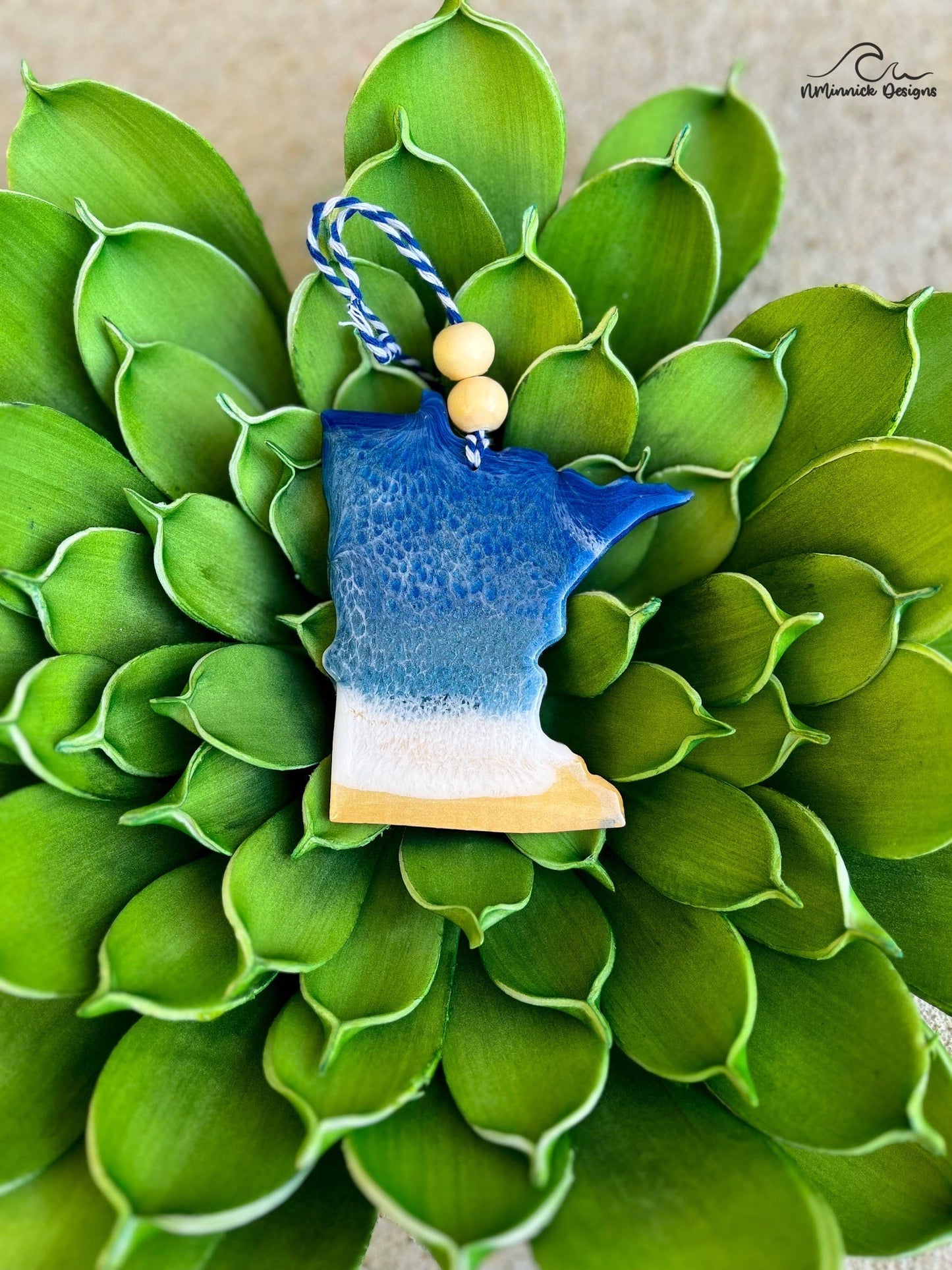 Minnesota Lake Ornament, Handmade Gift, Lake Superior, Lake House Decor, State Ornament, Resin Art