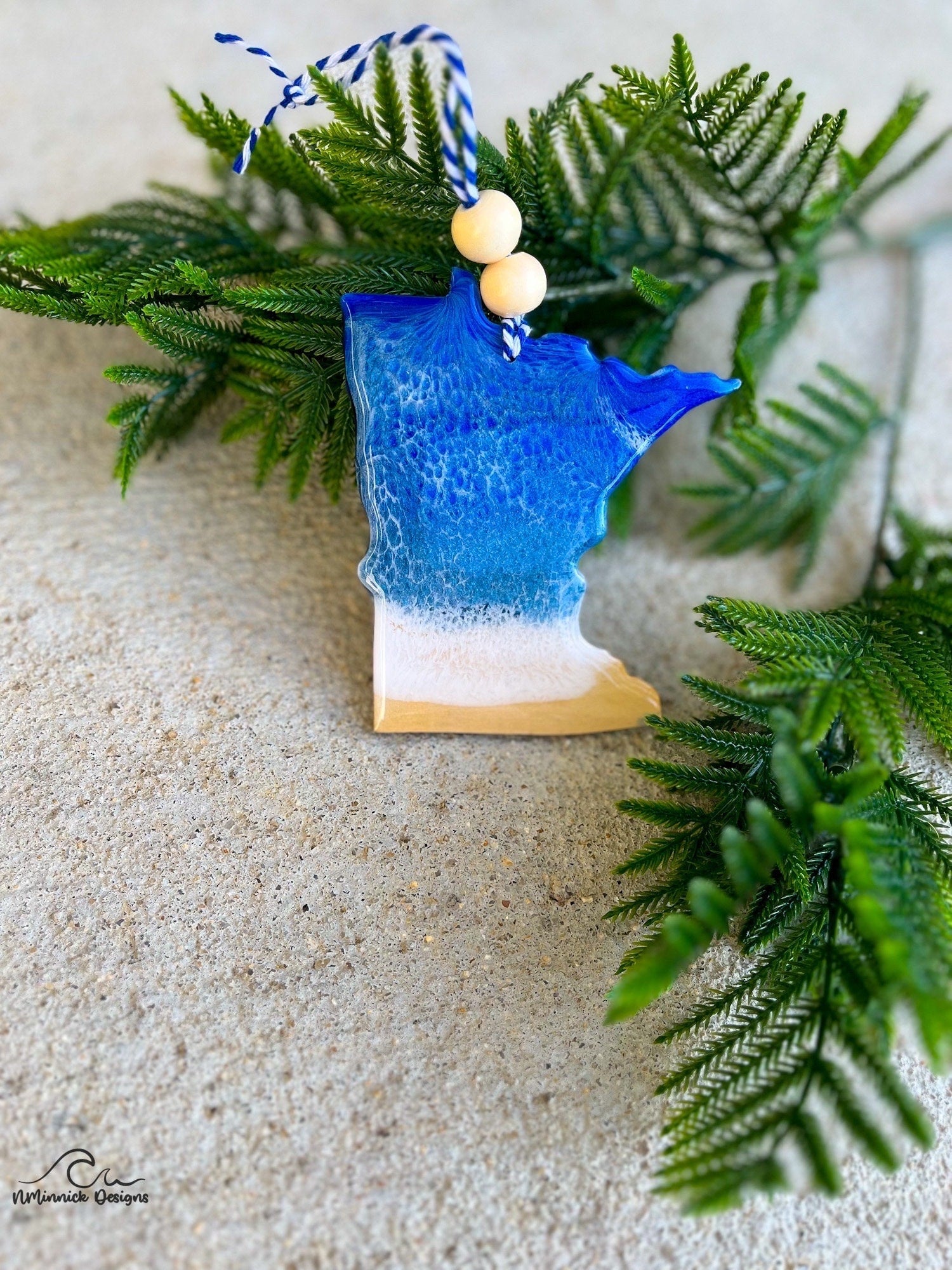 Minnesota Lake Ornament, Handmade Gift, Lake Superior, Lake House Decor, State Ornament, Resin Art