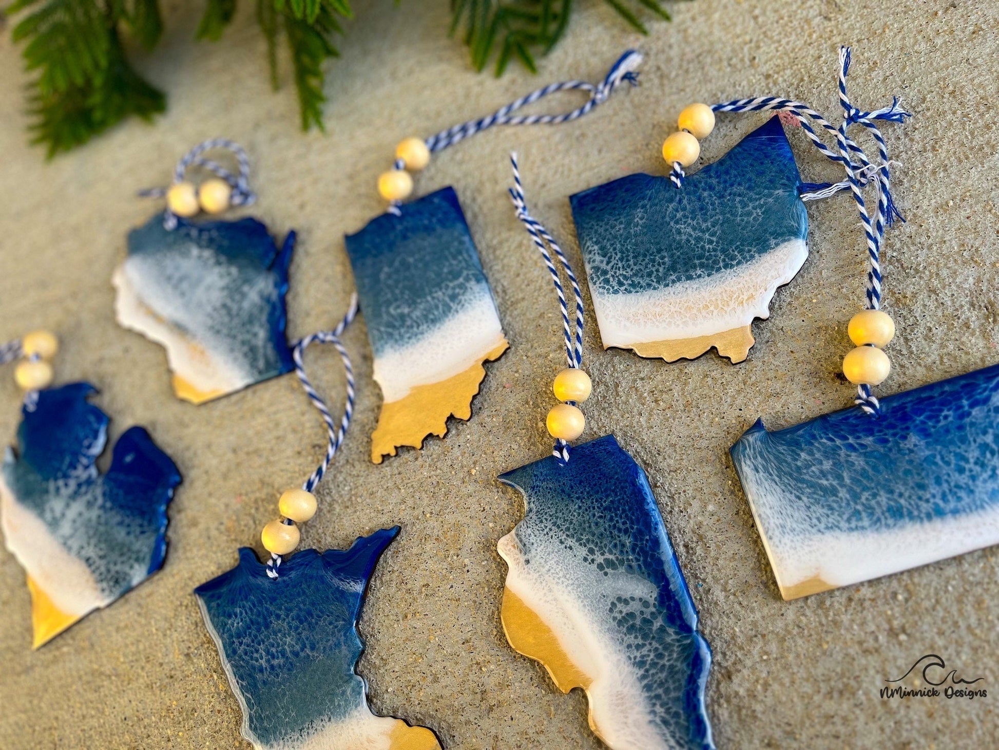 Illinois Lake Resin Ornament, Handmade Christmas Ornaments, Wood and Resin, Lake Life, Unique State Gift