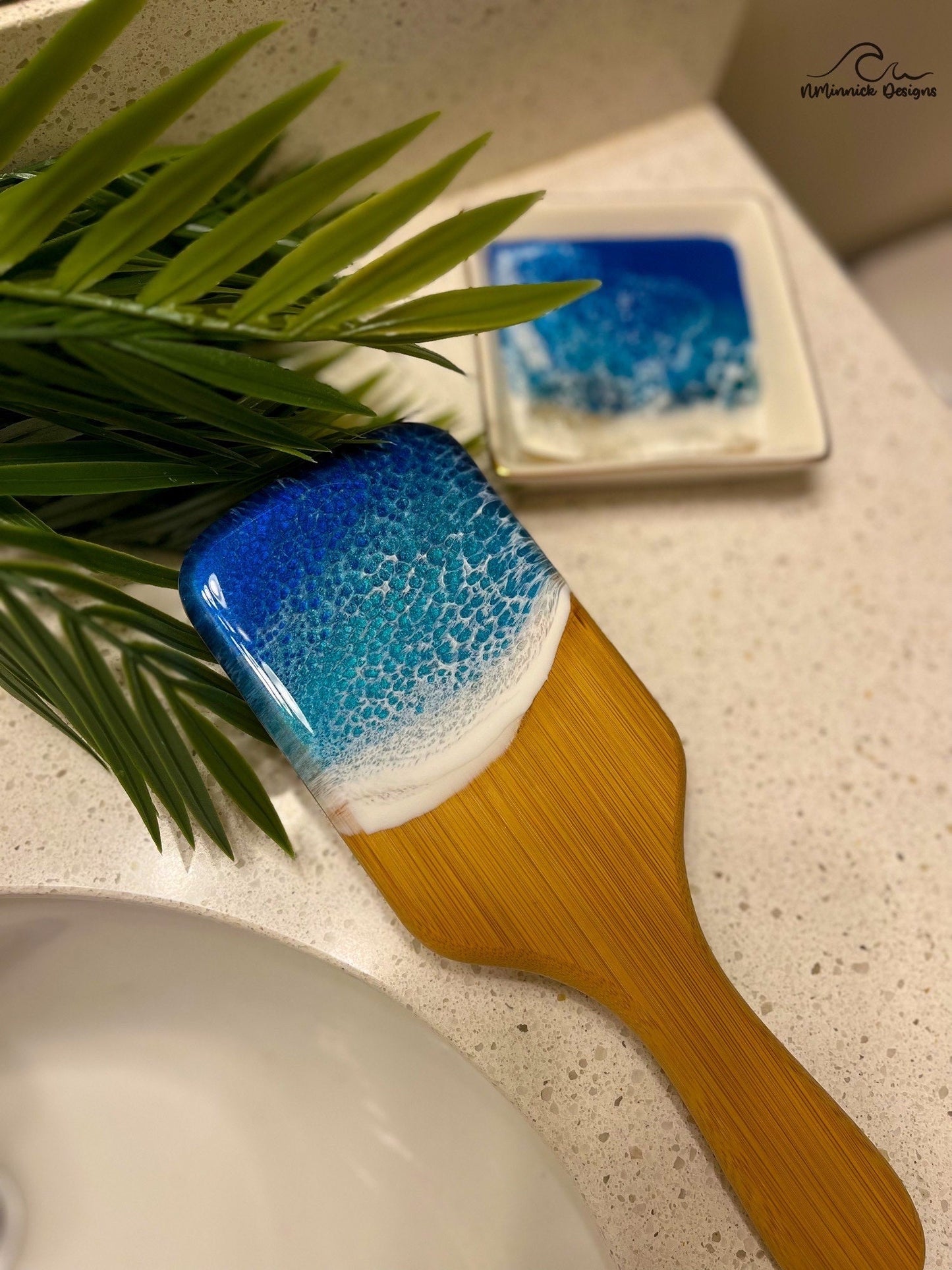 Ocean Resin Bamboo Detangling Hair Brush