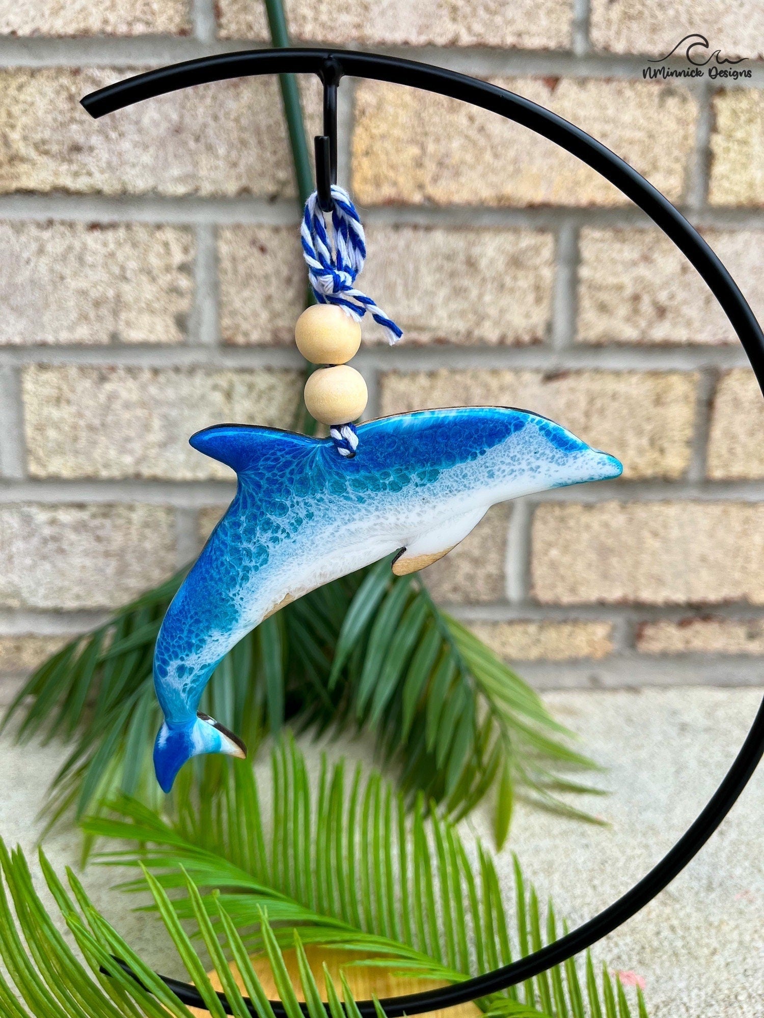 Dolphin Ocean Resin Ornament, Dolphin Decor, Coastal Tree Decoration, Beach Christmas, Gift for Friend, Surf Art