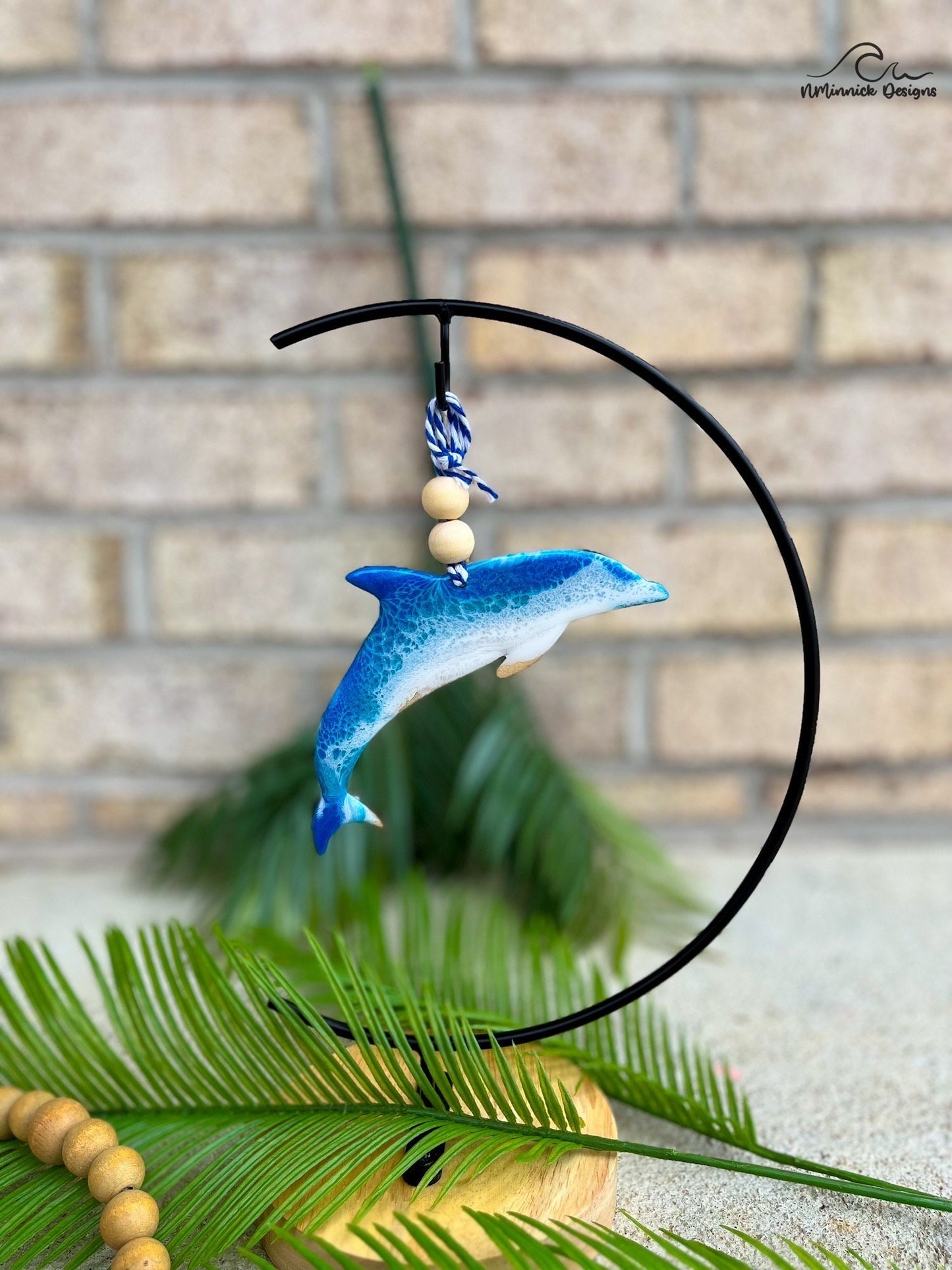 Dolphin Ocean Resin Ornament, Dolphin Decor, Coastal Tree Decoration, Beach Christmas, Gift for Friend, Surf Art