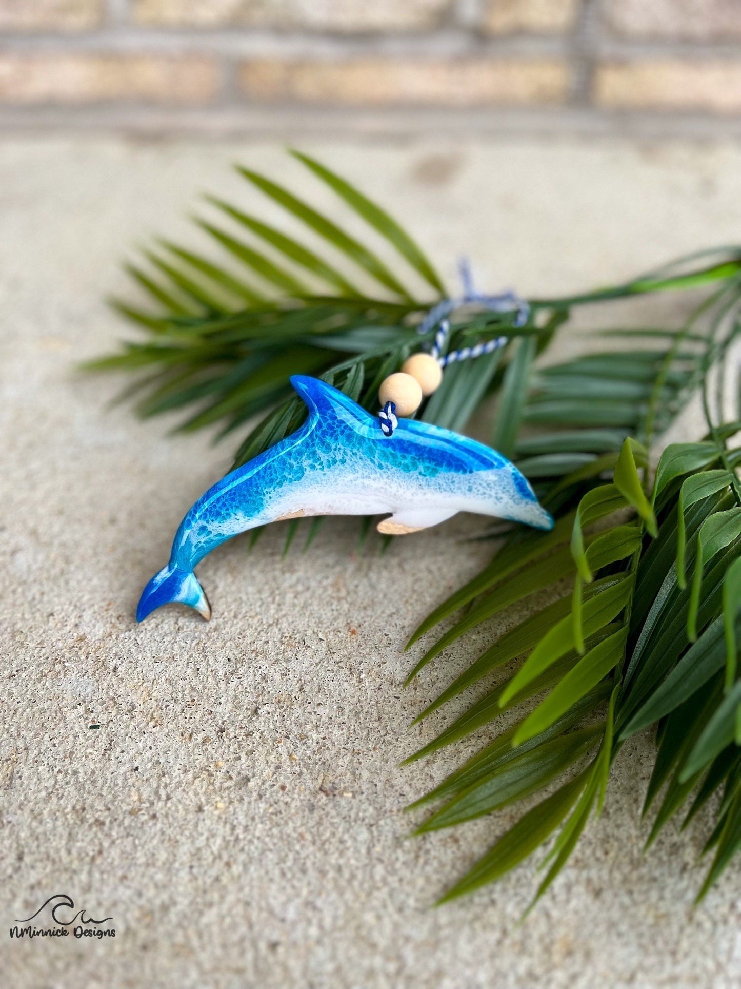 Dolphin Ocean Resin Ornament, Dolphin Decor, Coastal Tree Decoration, Beach Christmas, Gift for Friend, Surf Art