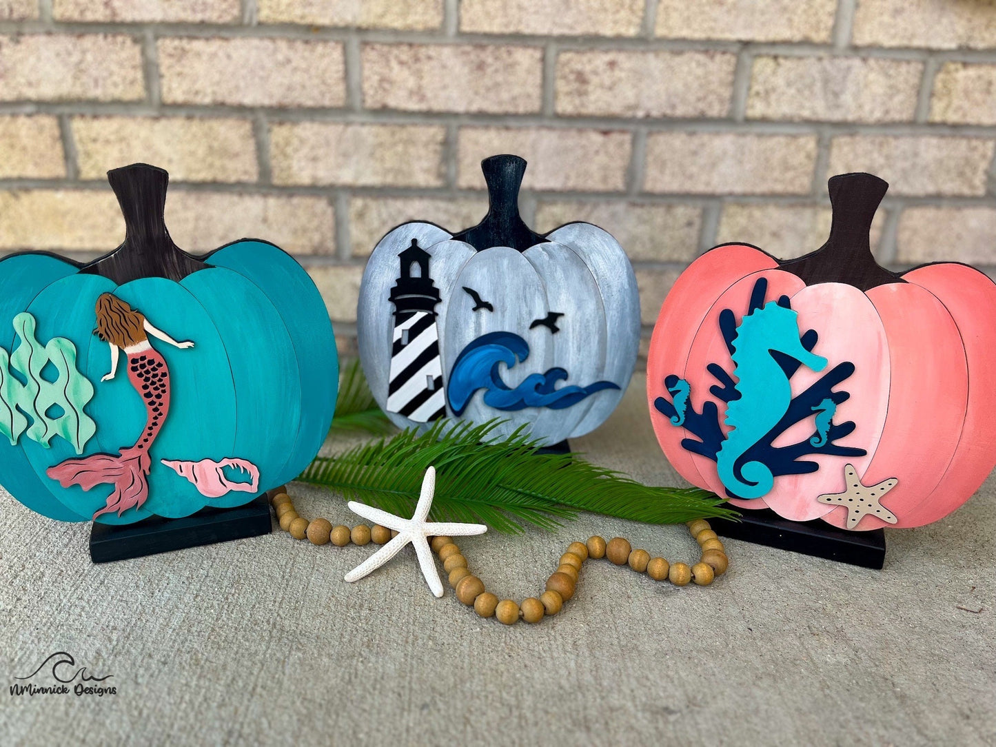 Coastal Pumpkin Fall Table Decor - Seahorse