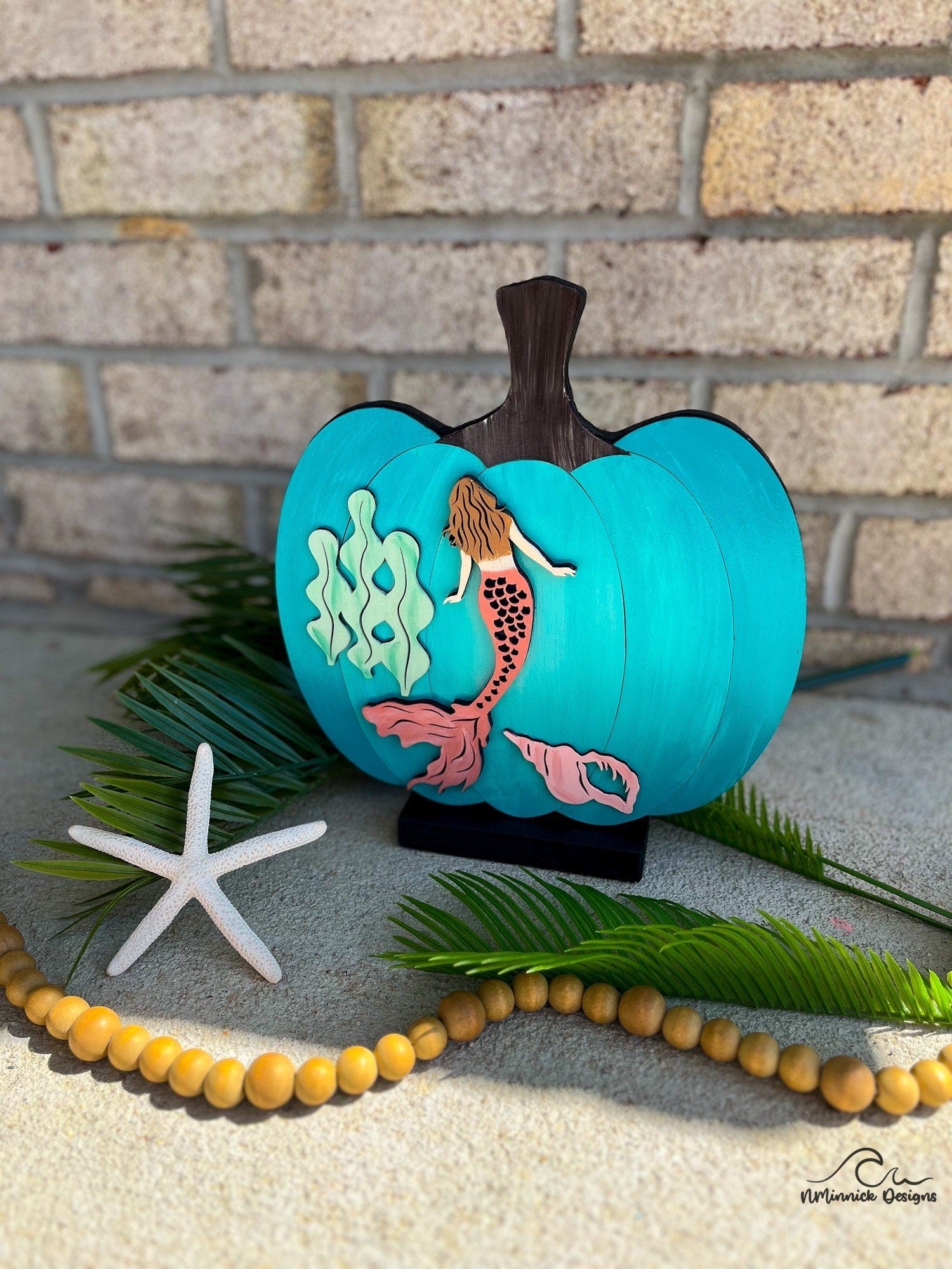 4pc deals Farmhouse mermaid pumpkin tray decor