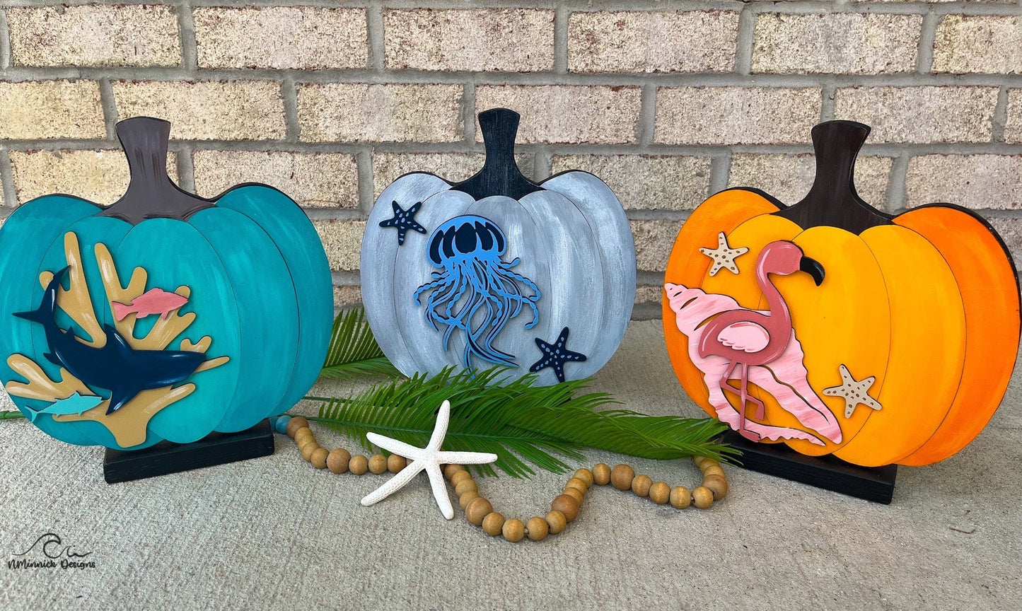 Coastal Pumpkin Fall Table Decor - Jellyfish