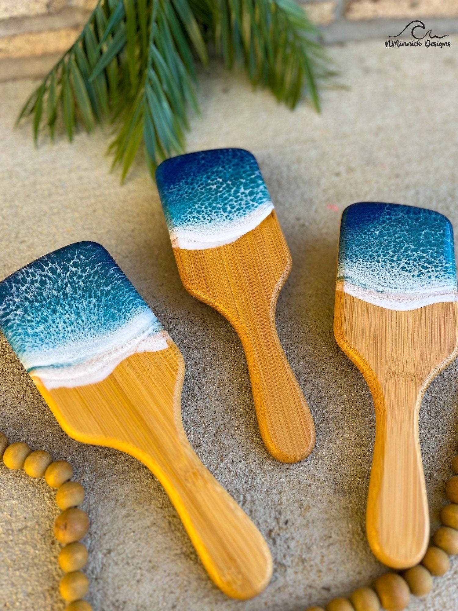 Ocean Resin Bamboo Detangling Hair Brush