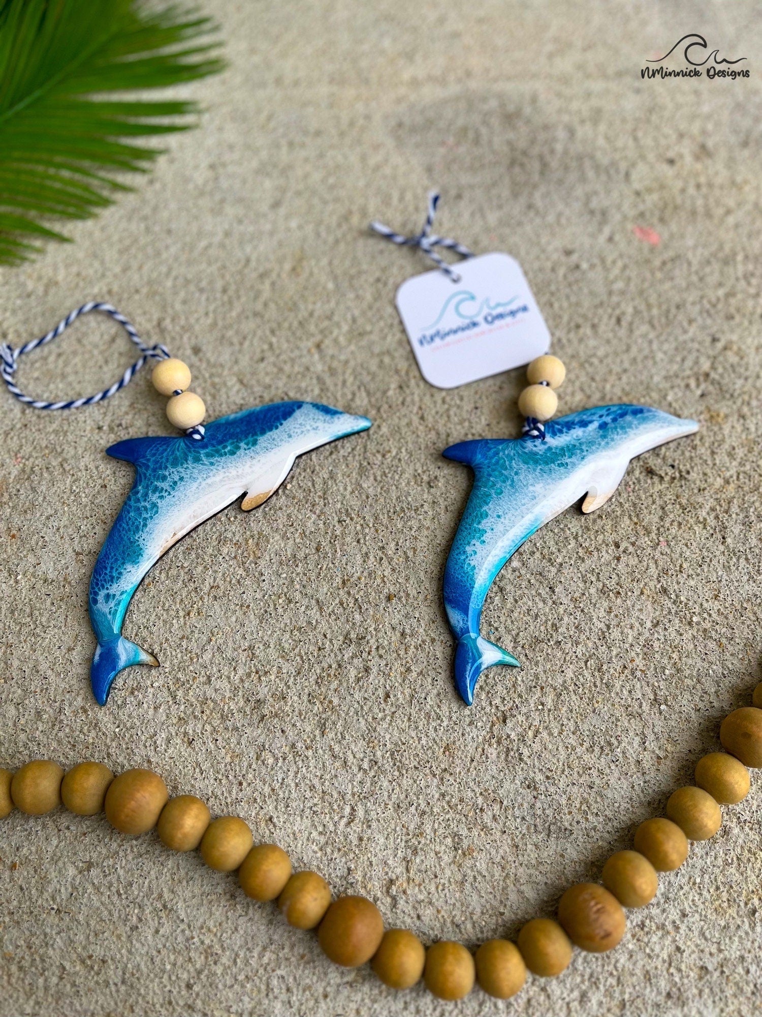 Dolphin Ocean Resin Ornament, Dolphin Decor, Coastal Tree Decoration, Beach Christmas, Gift for Friend, Surf Art