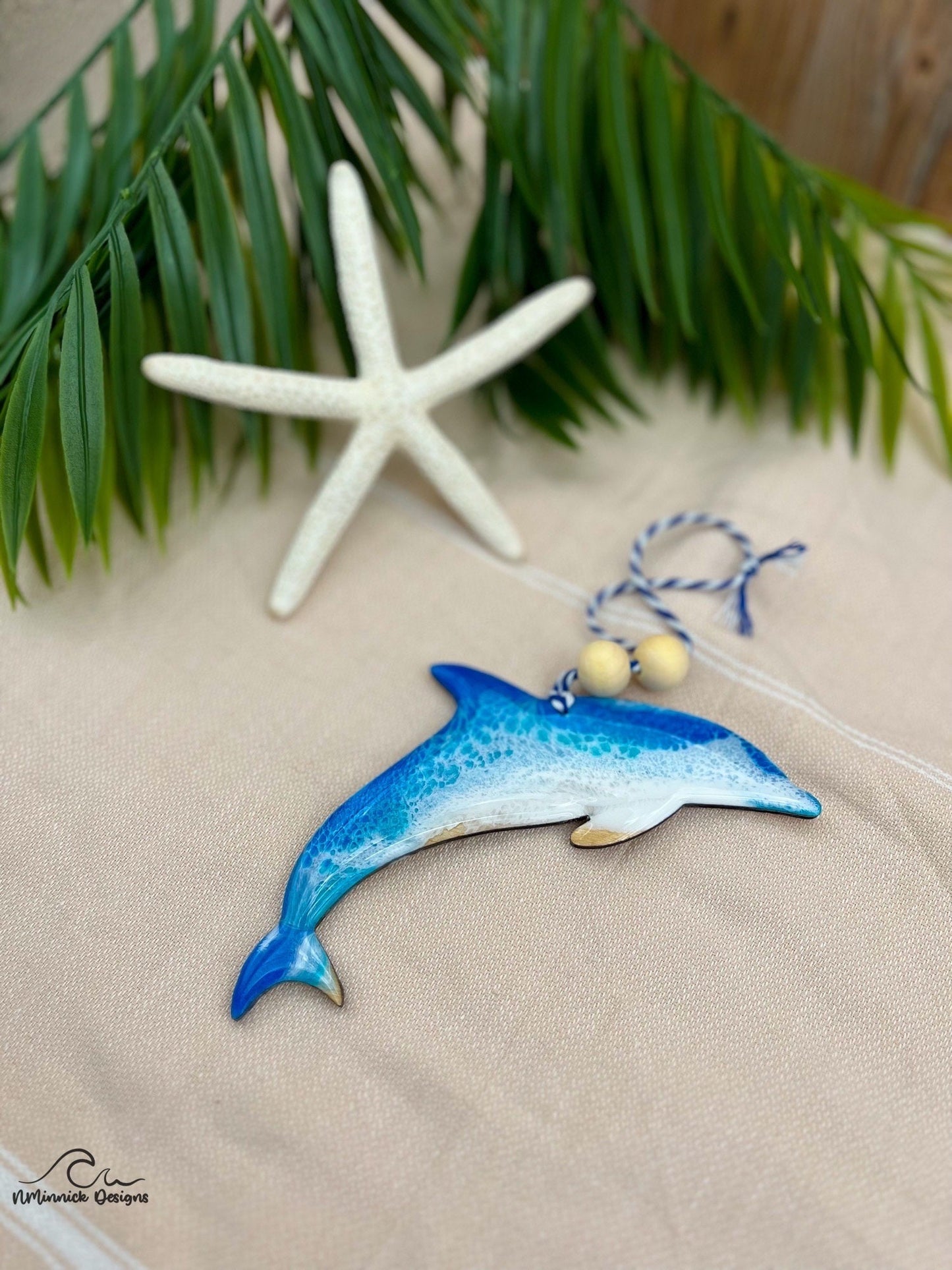 Dolphin Ocean Resin Ornament, Dolphin Decor, Coastal Tree Decoration, Beach Christmas, Gift for Friend, Surf Art