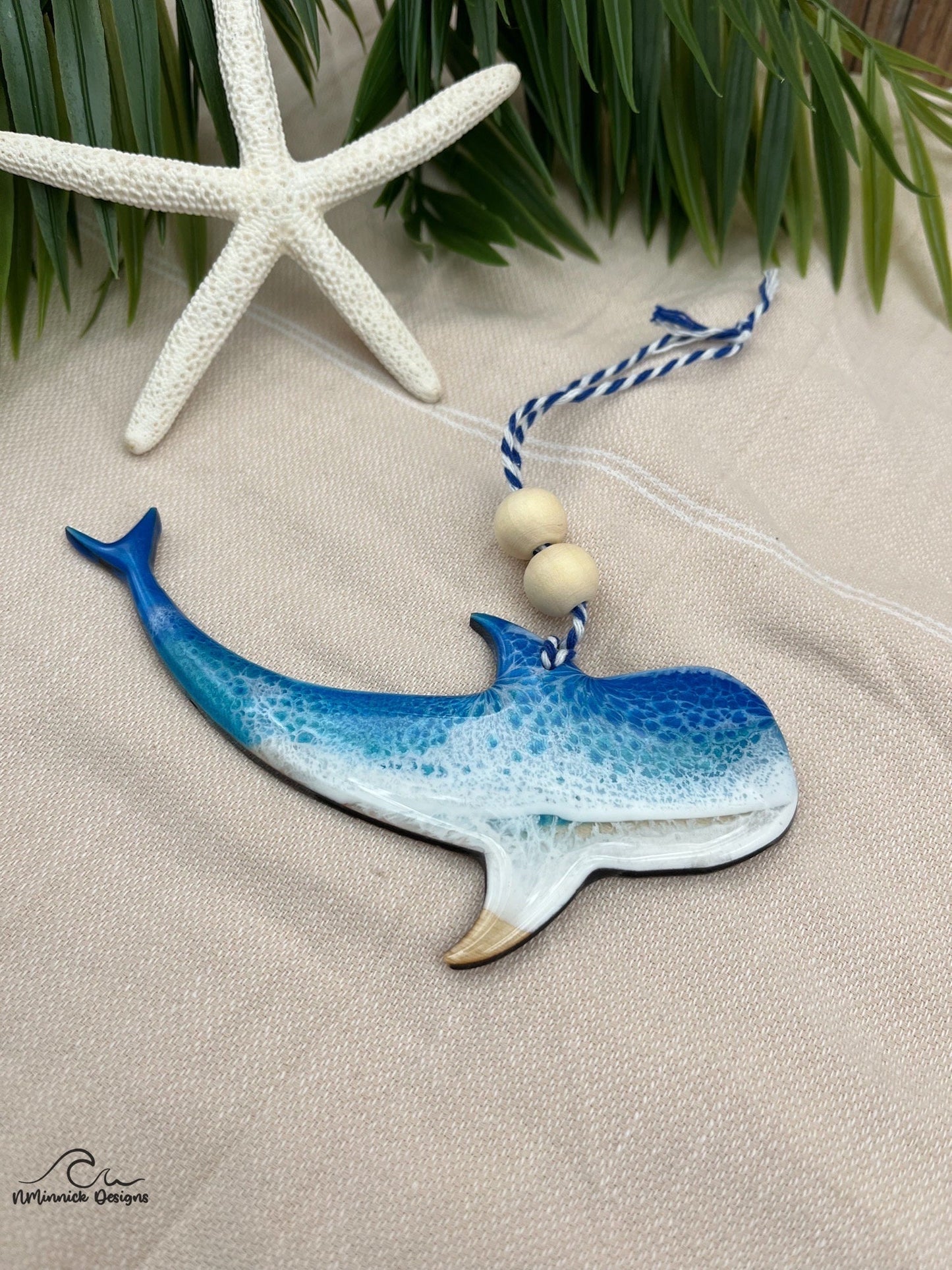 Whale Shark Resin Wave Ornament, Shark Lover, Scuba Diver Gift, Shark Decor, Coastal Christmas Ornament, Nautical Gift