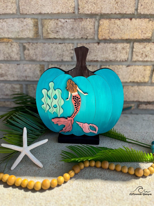 Coastal Pumpkin Fall Table Decor - Mermaid
