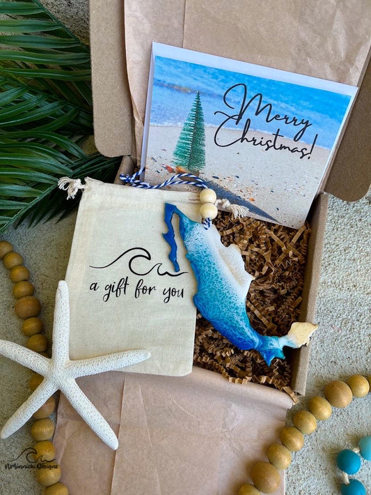 Mexico Ornament Gift Box with Ornament Keeper Bag and Custom Card, Coastal Christmas, Vacation Memories, Travel Gift, Christmas Gift Box