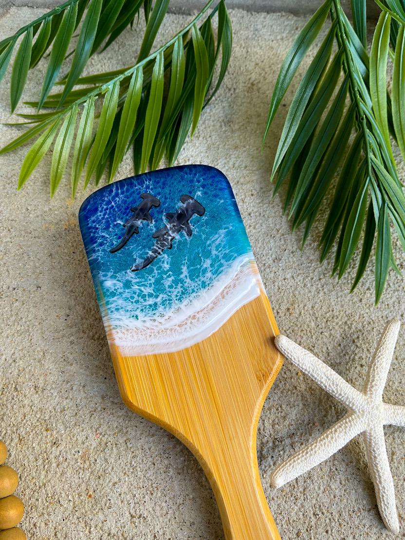 Ocean Resin Bamboo Detangling Hair Brush