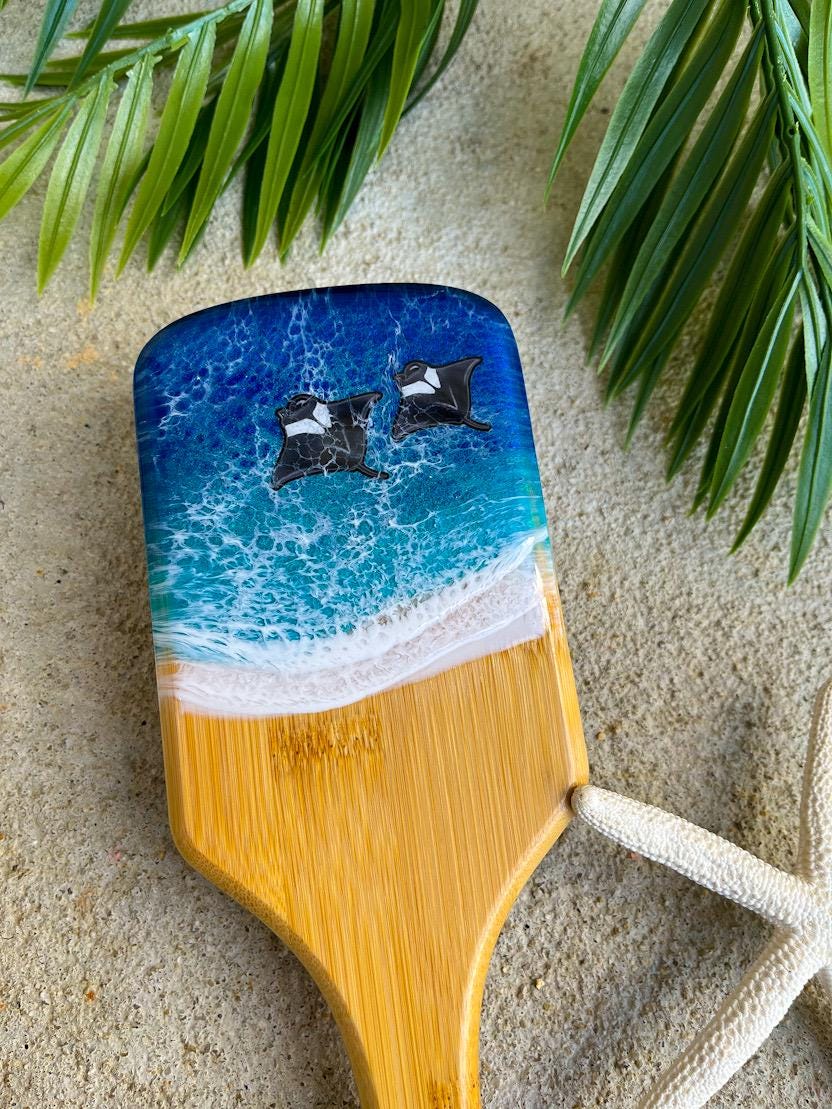 Ocean Resin Bamboo Detangling Hair Brush